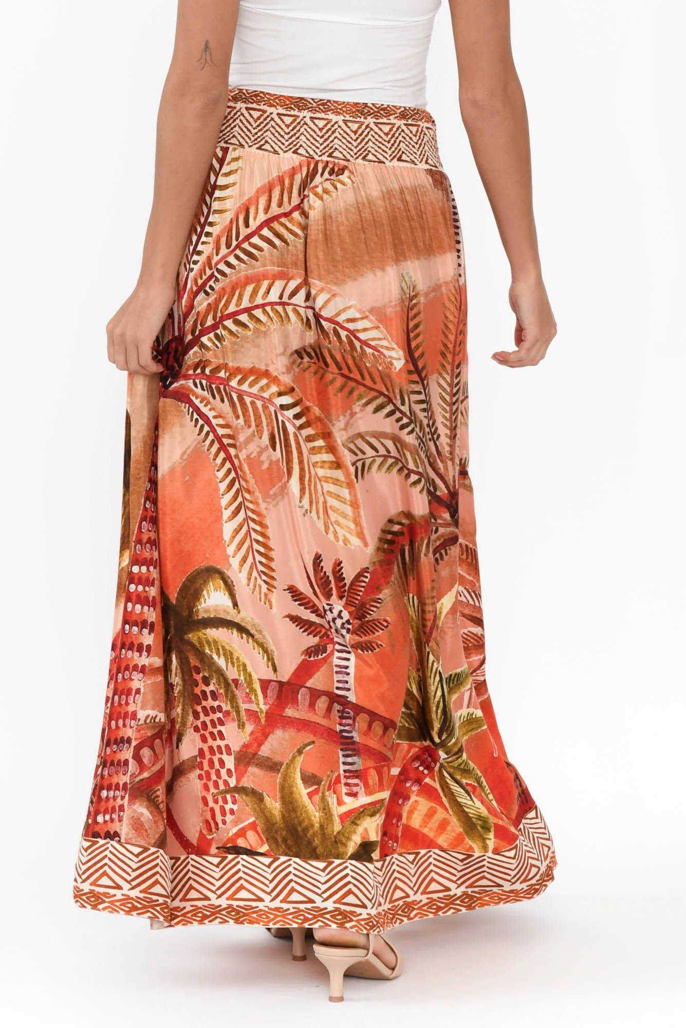 Jeannie Orange Palm Maxi Skirt - Image 5