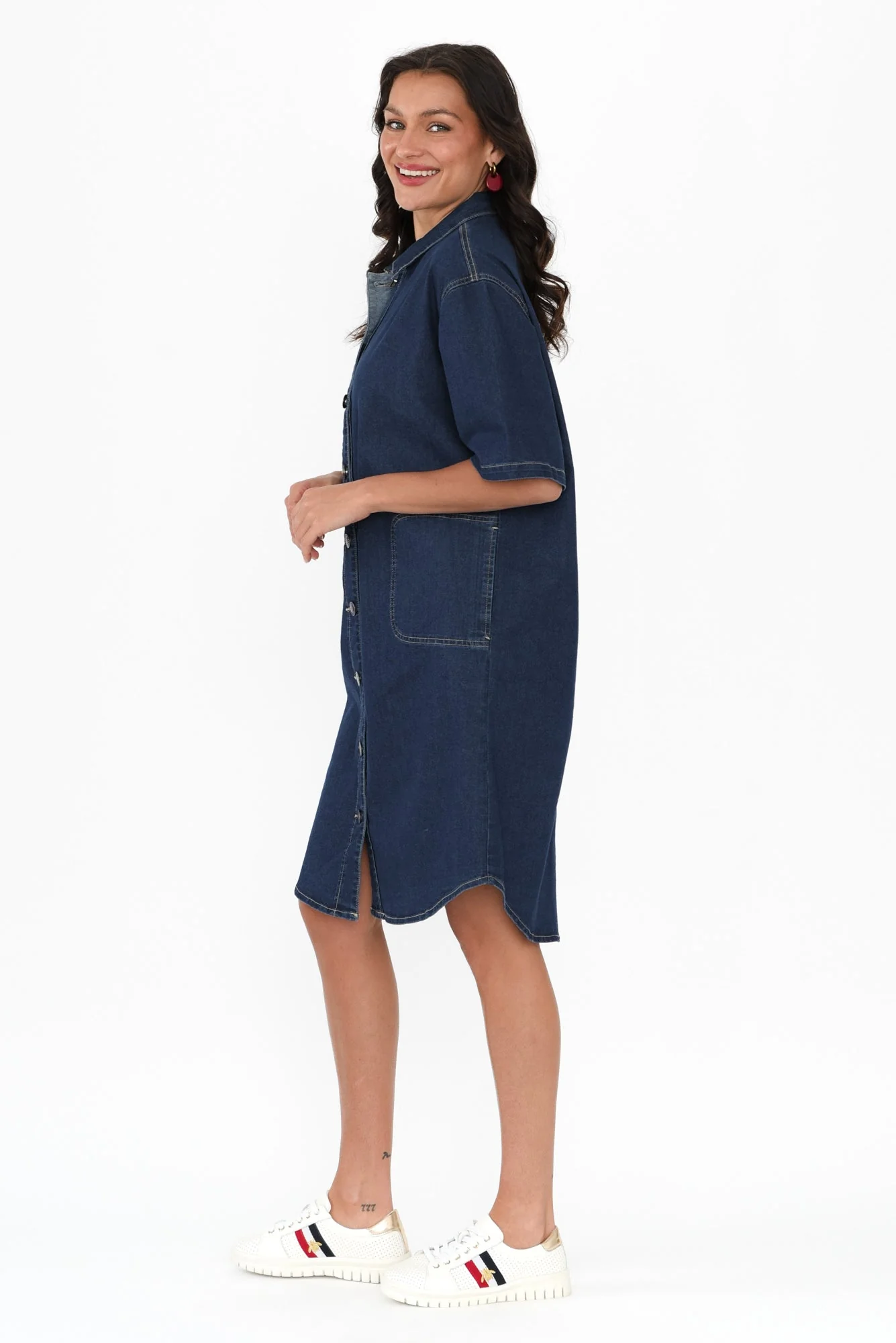 Jenna Blue Denim Shirt Dress - Image 4