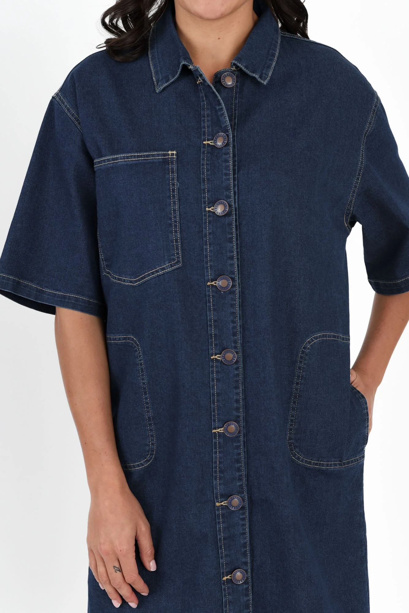 Jenna Blue Denim Shirt Dress - Image 6
