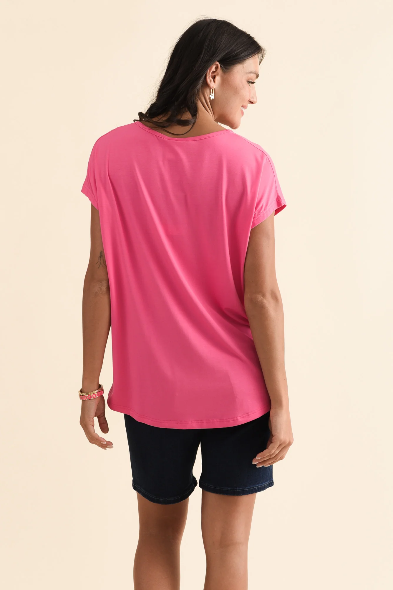 Jenner Pink V Neck Tee - Image 4