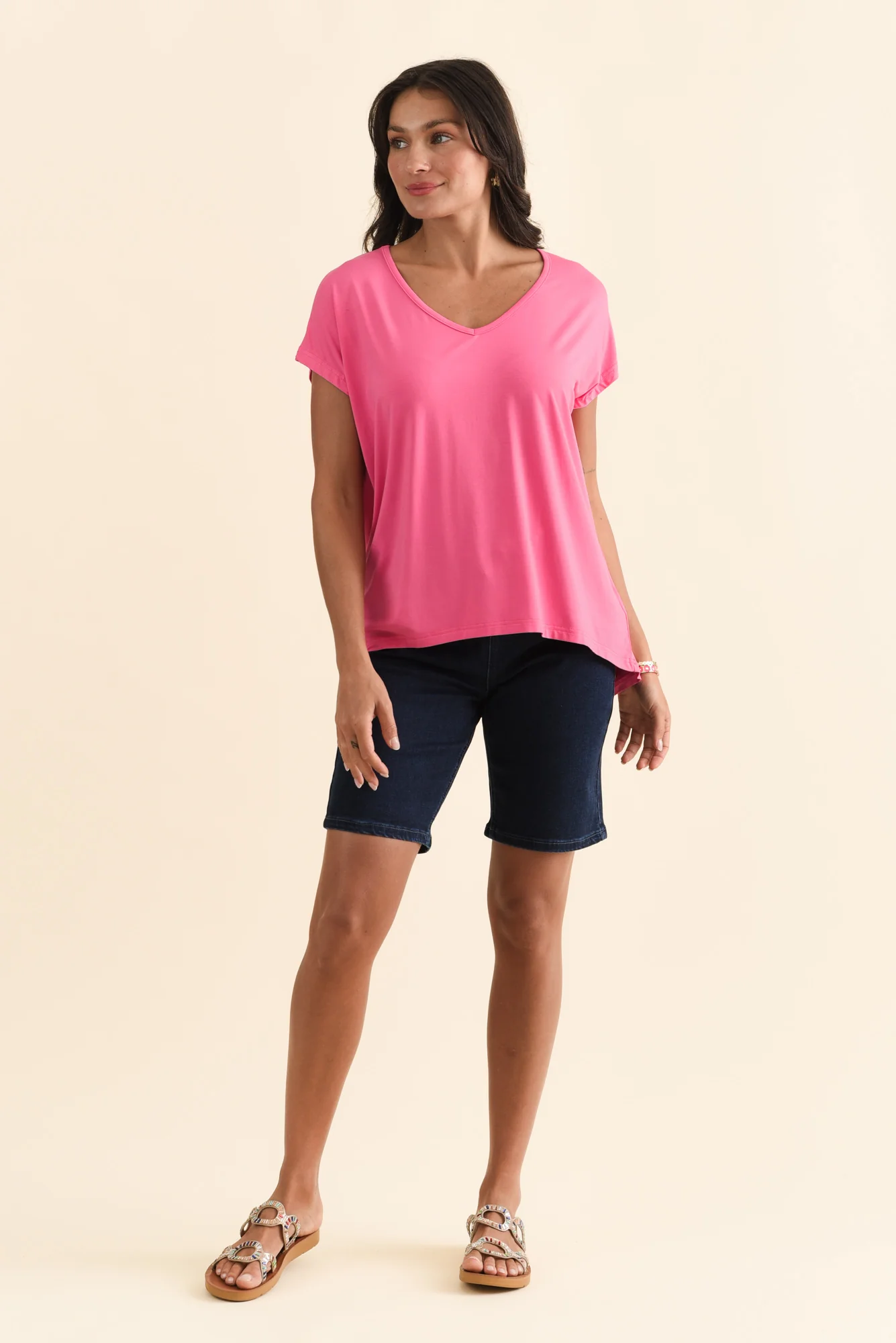 Jenner Pink V Neck Tee - Image 6
