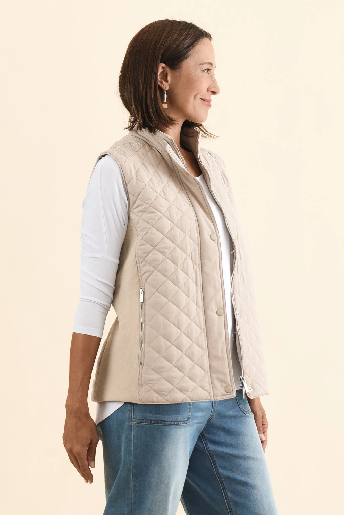 Joey Cream Puffer Vest - Image 3