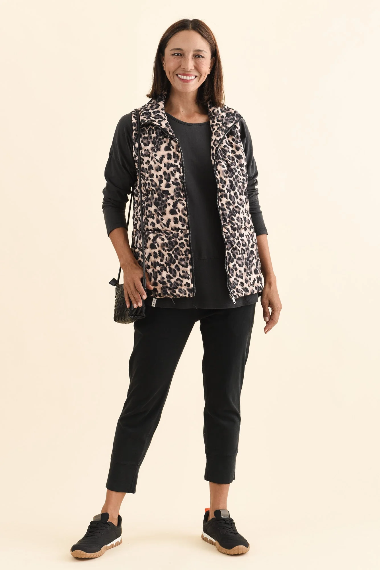 Johnny Brown Leopard Puffer Vest - Image 3