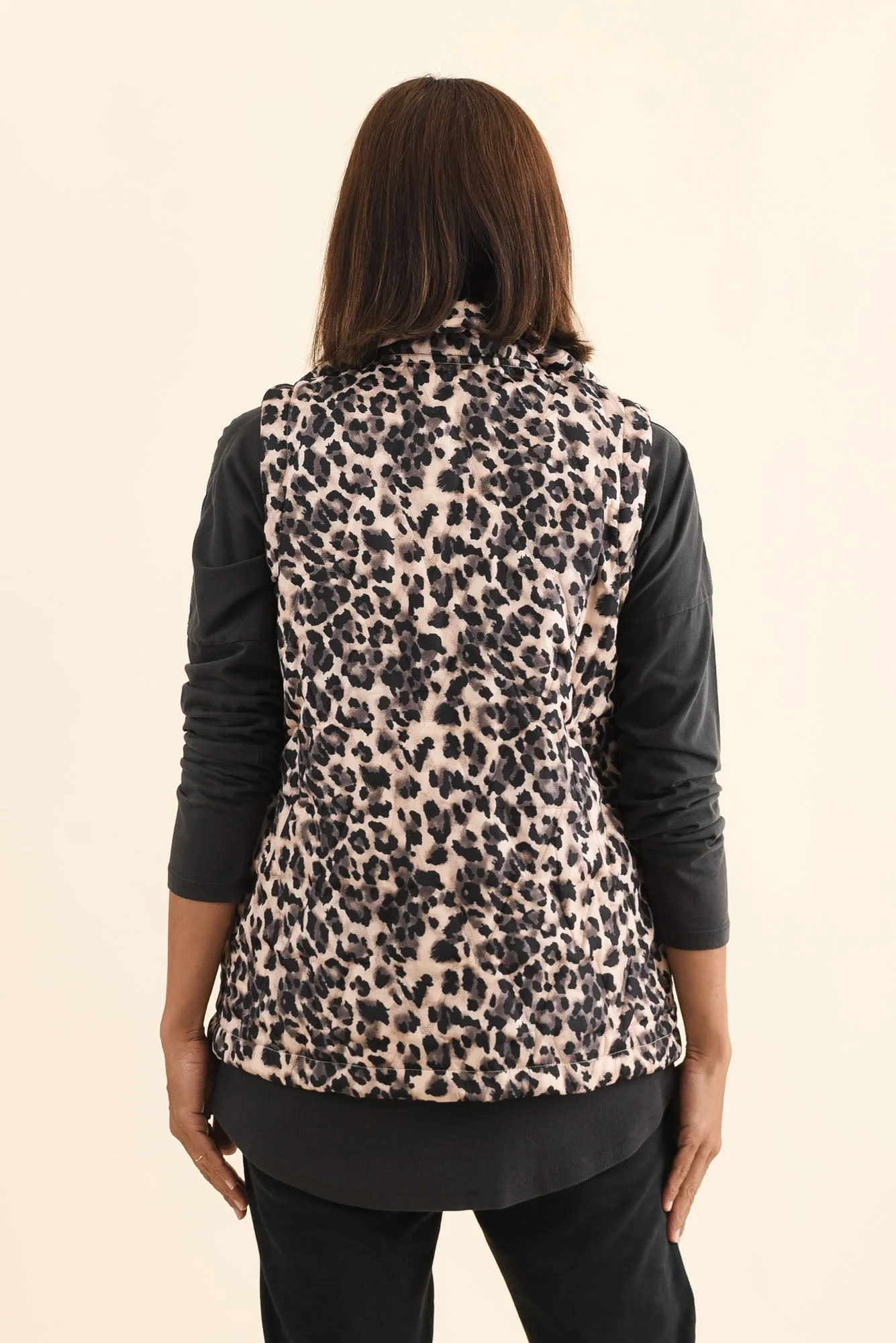 Johnny Brown Leopard Puffer Vest - Image 5