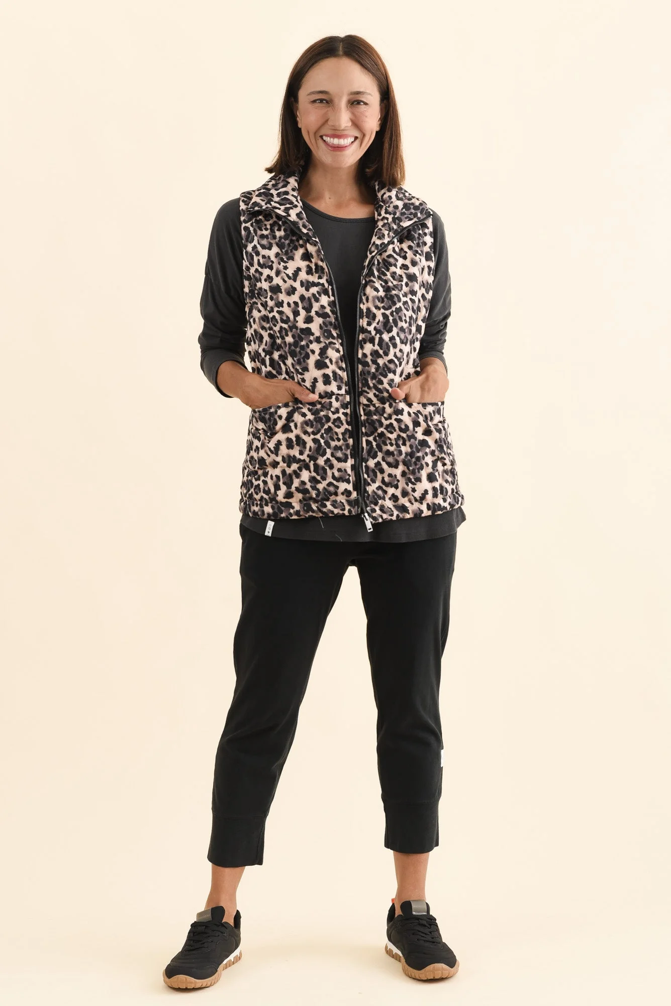 Johnny Brown Leopard Puffer Vest - Image 7