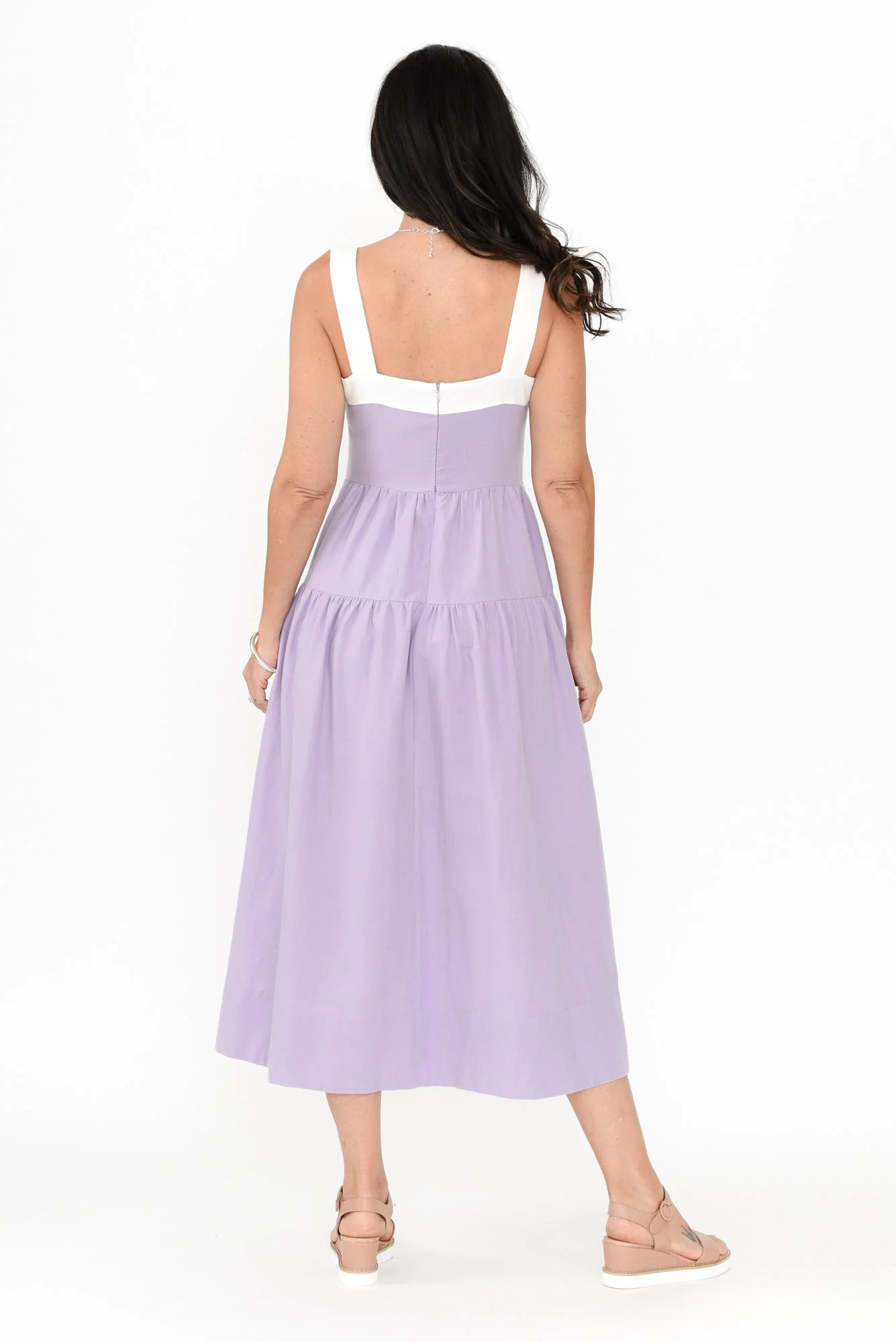 Jolie Purple Trim Cotton Blend Dress - Image 5