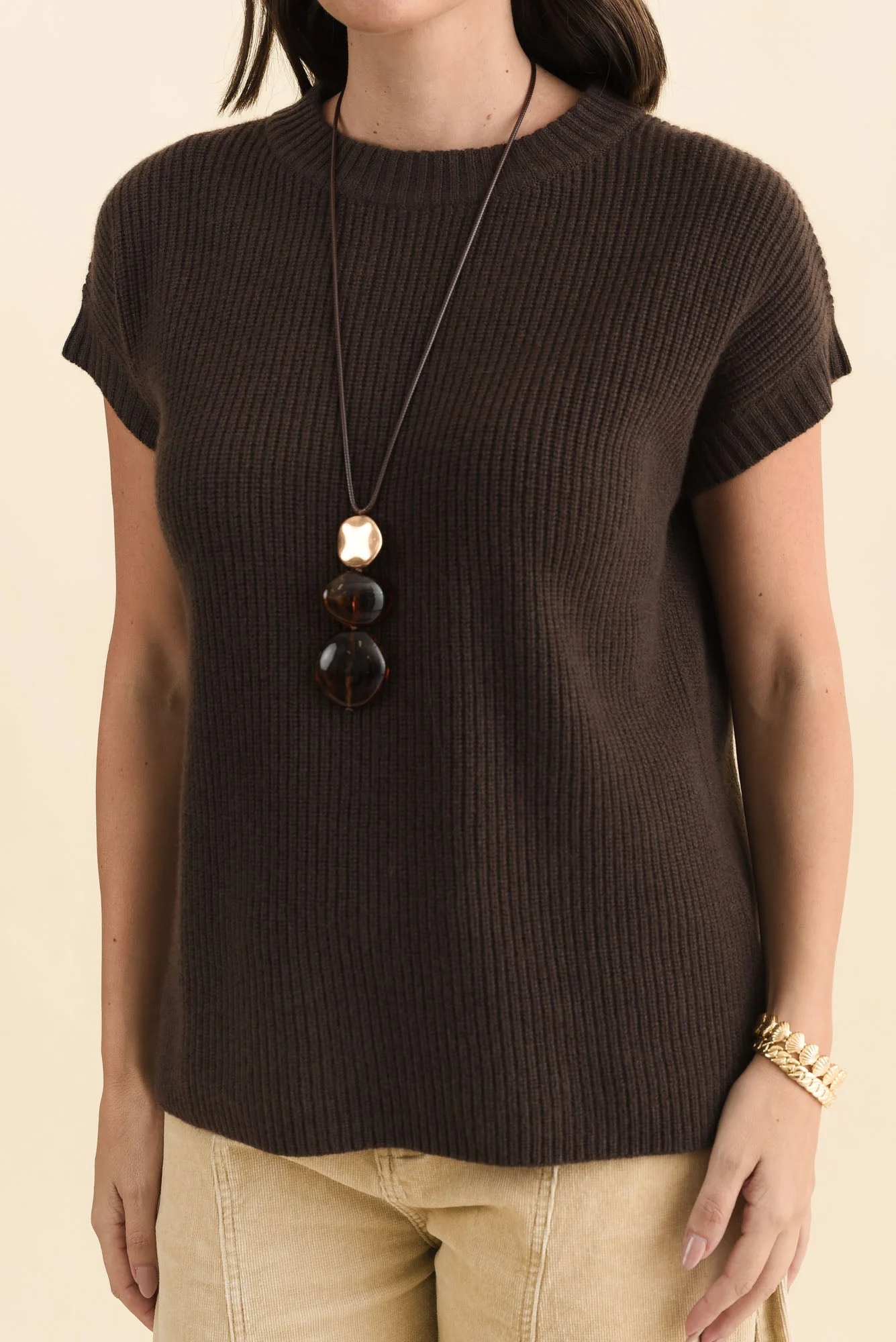 Joyce Chocolate Wool Cashmere Tee - Image 5