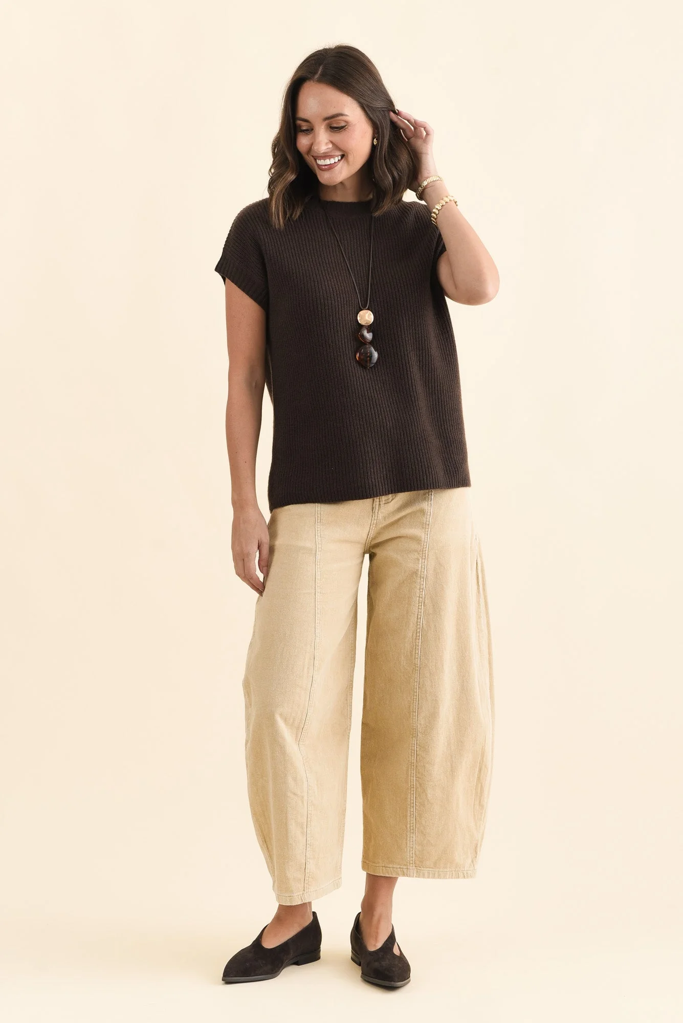 Joyce Chocolate Wool Cashmere Tee - Image 6