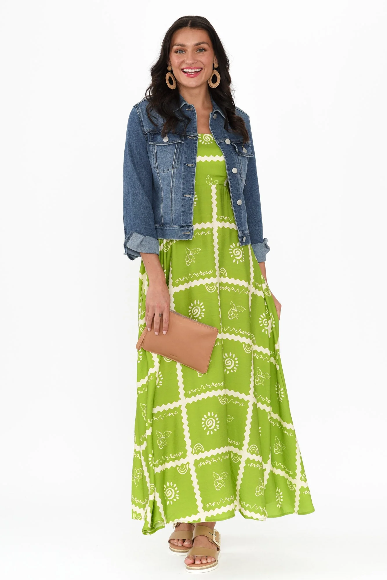 Julietta Green Tile Sleeveless Maxi Dress - Image 2