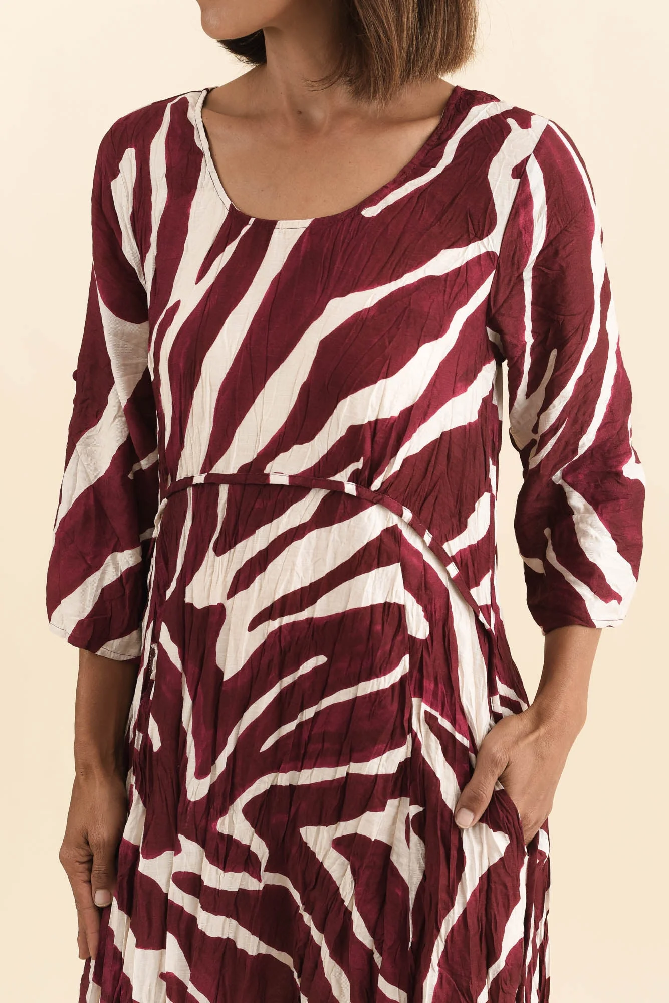 Juna Burgundy Abstract Crescent Dress - Image 5