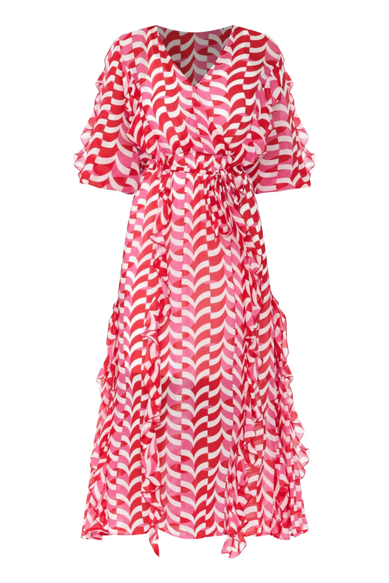Just Love Pink Geo Ruffle Dress - Image 2