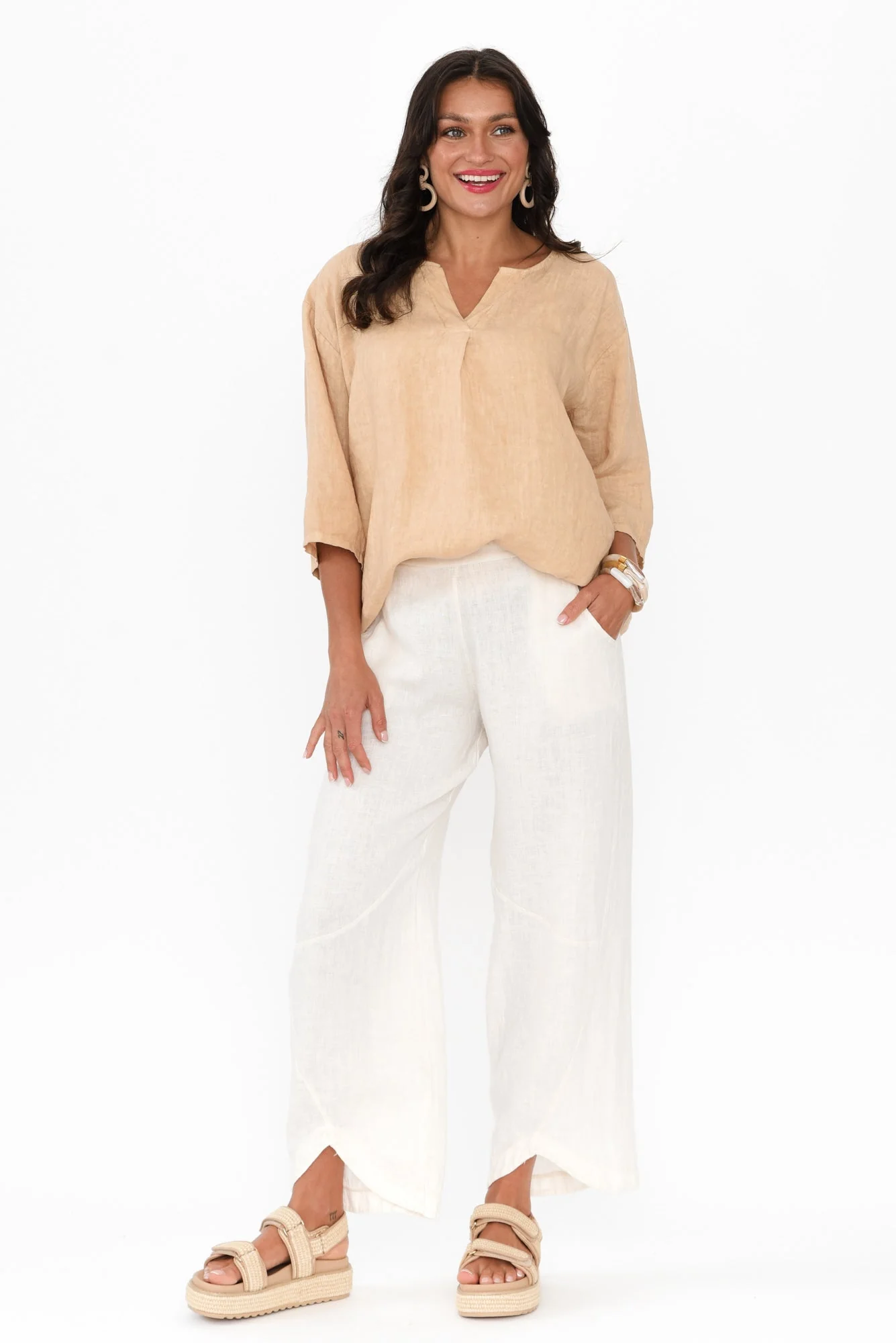 Justine Sand Linen Top - Image 2