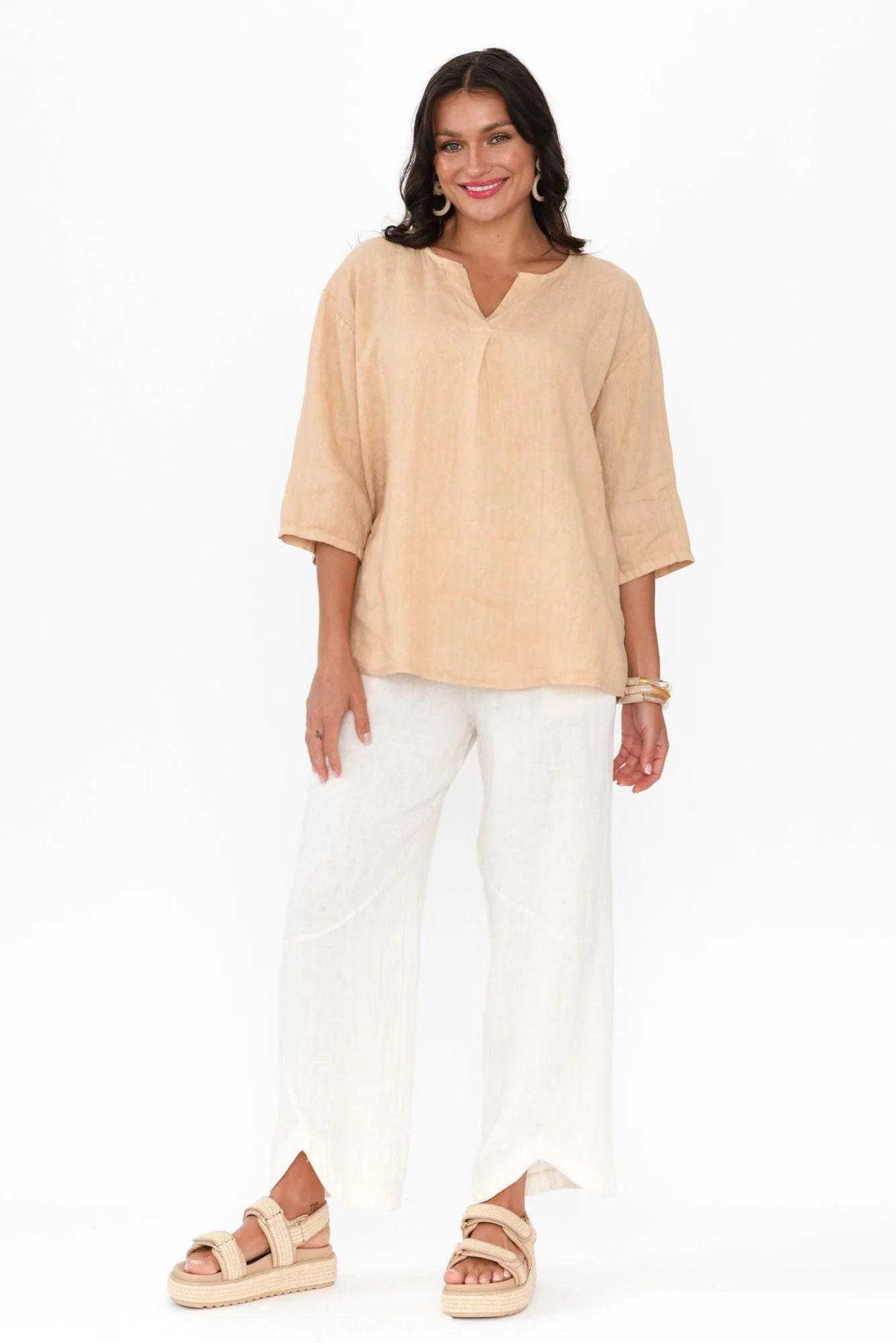 Justine Sand Linen Top - Image 6