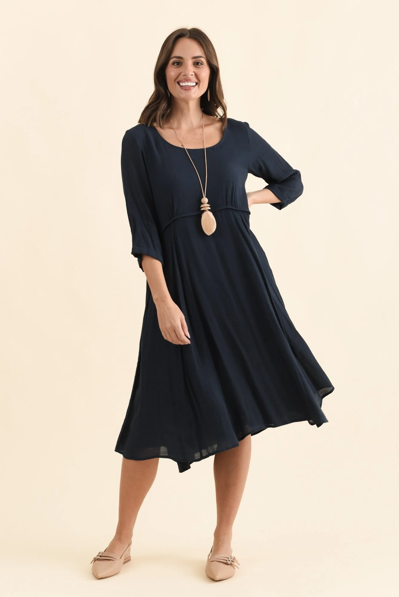 Karina Navy Crescent Dress