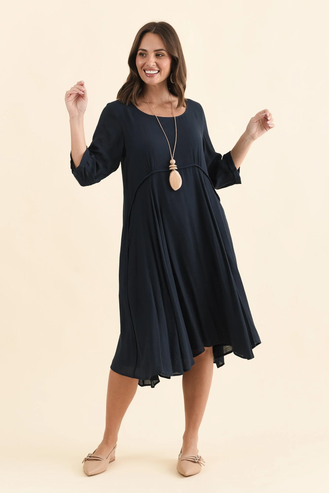 Karina Navy Crescent Dress - Image 2