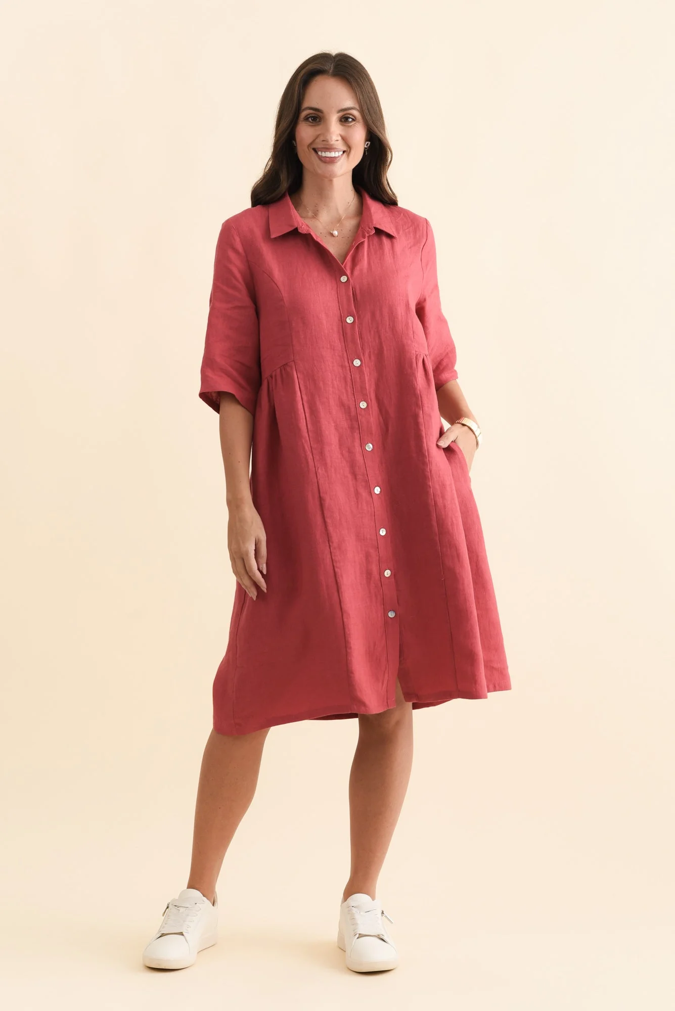 Katy Berry Linen Pocket Dress - Image 2