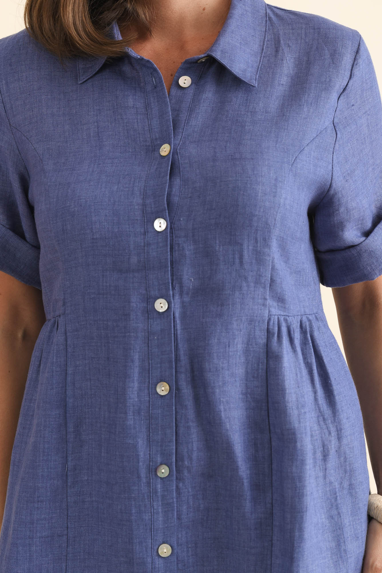 Katy Blue Linen Pocket Dress - Image 6