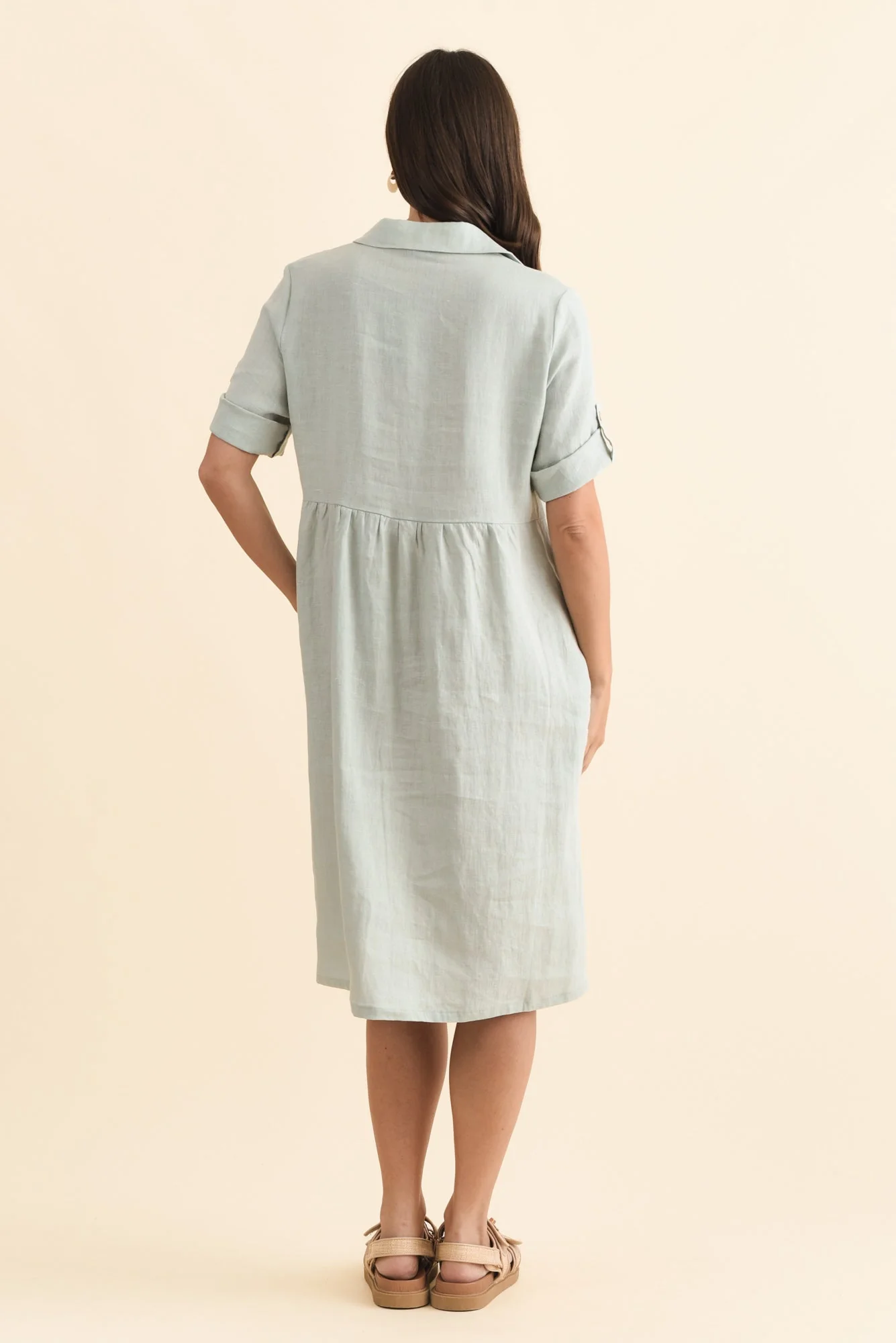 Katy Mint Linen Pocket Dress - Image 4