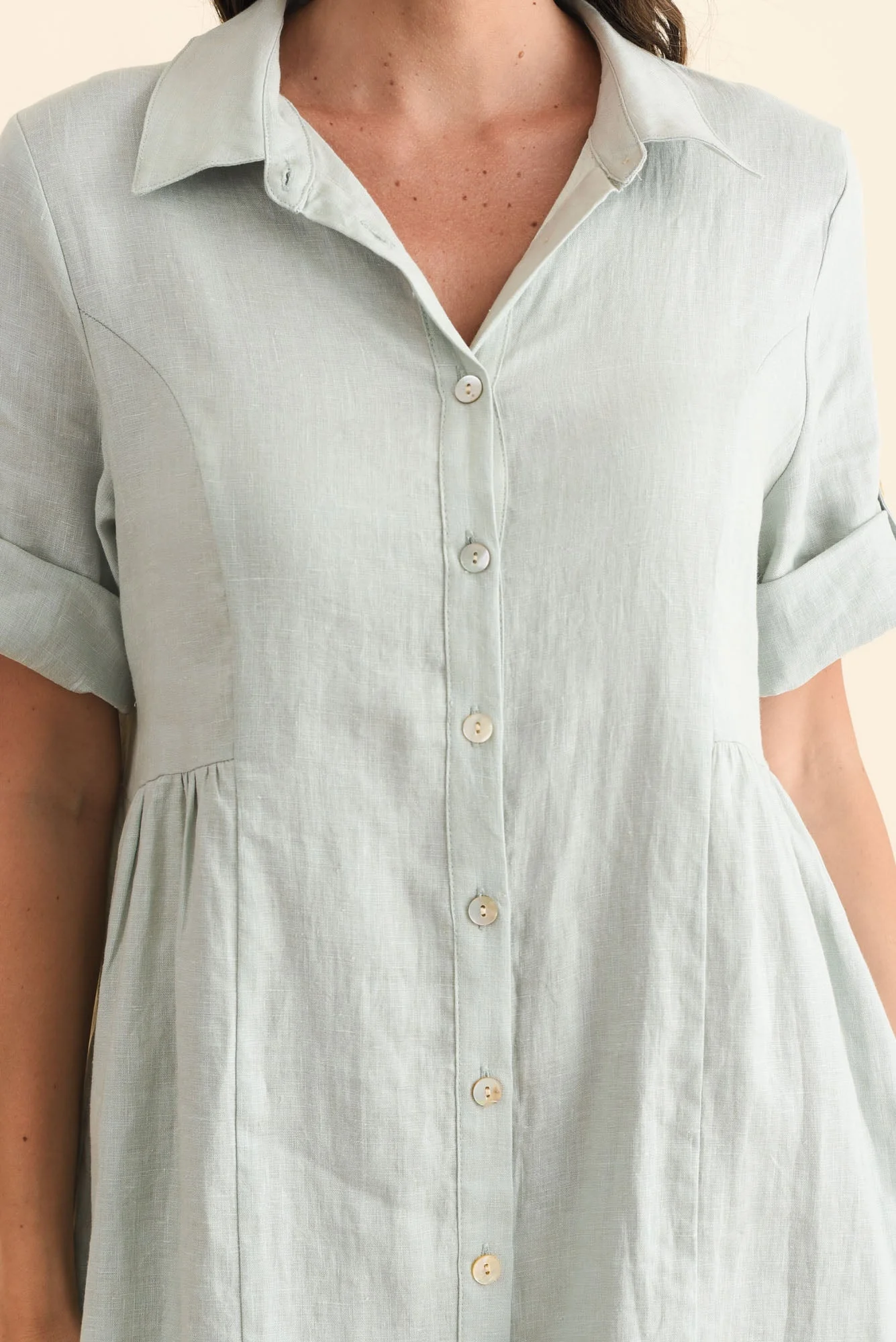 Katy Mint Linen Pocket Dress - Image 5