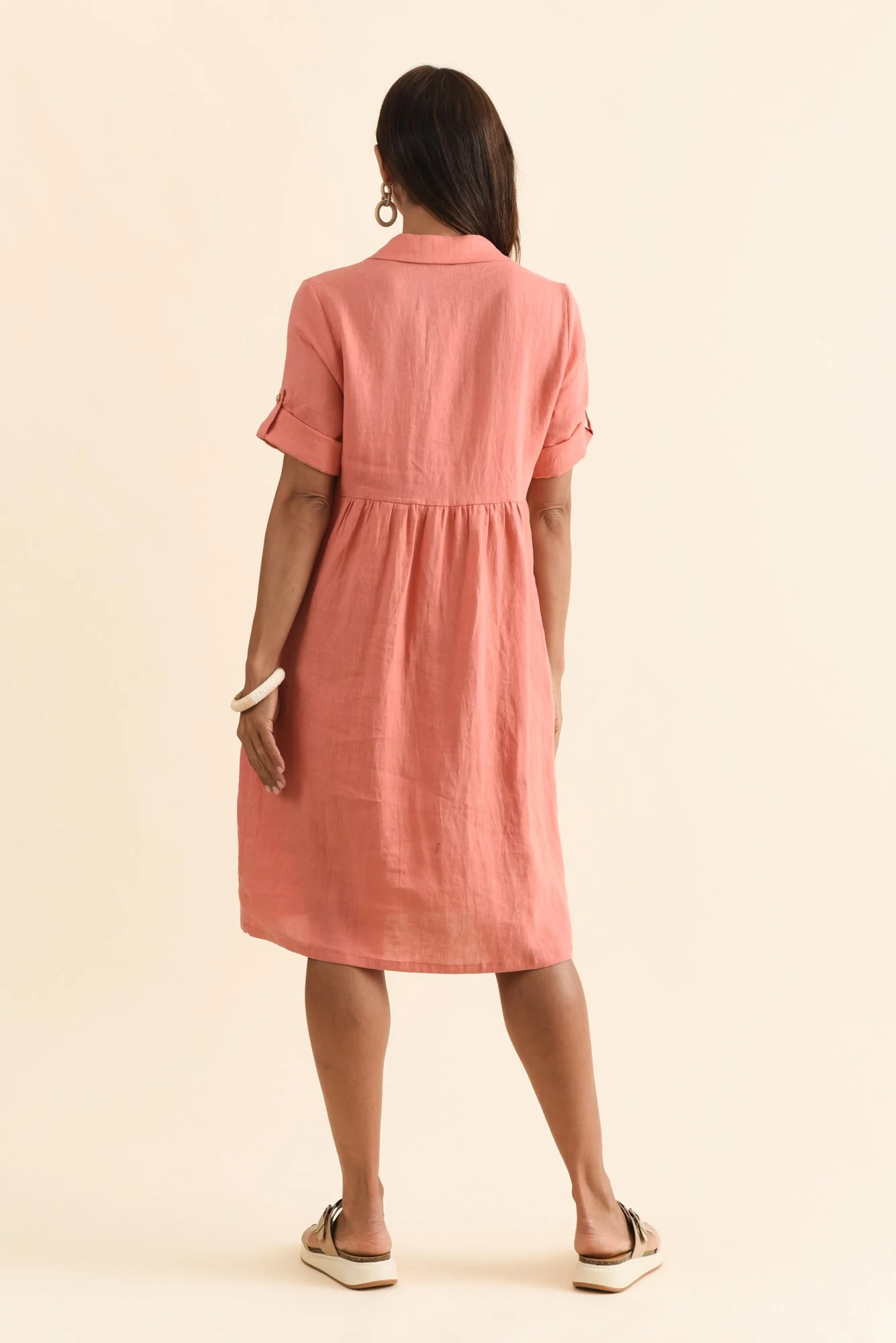 Katy Orange Linen Pocket Dress - Image 5