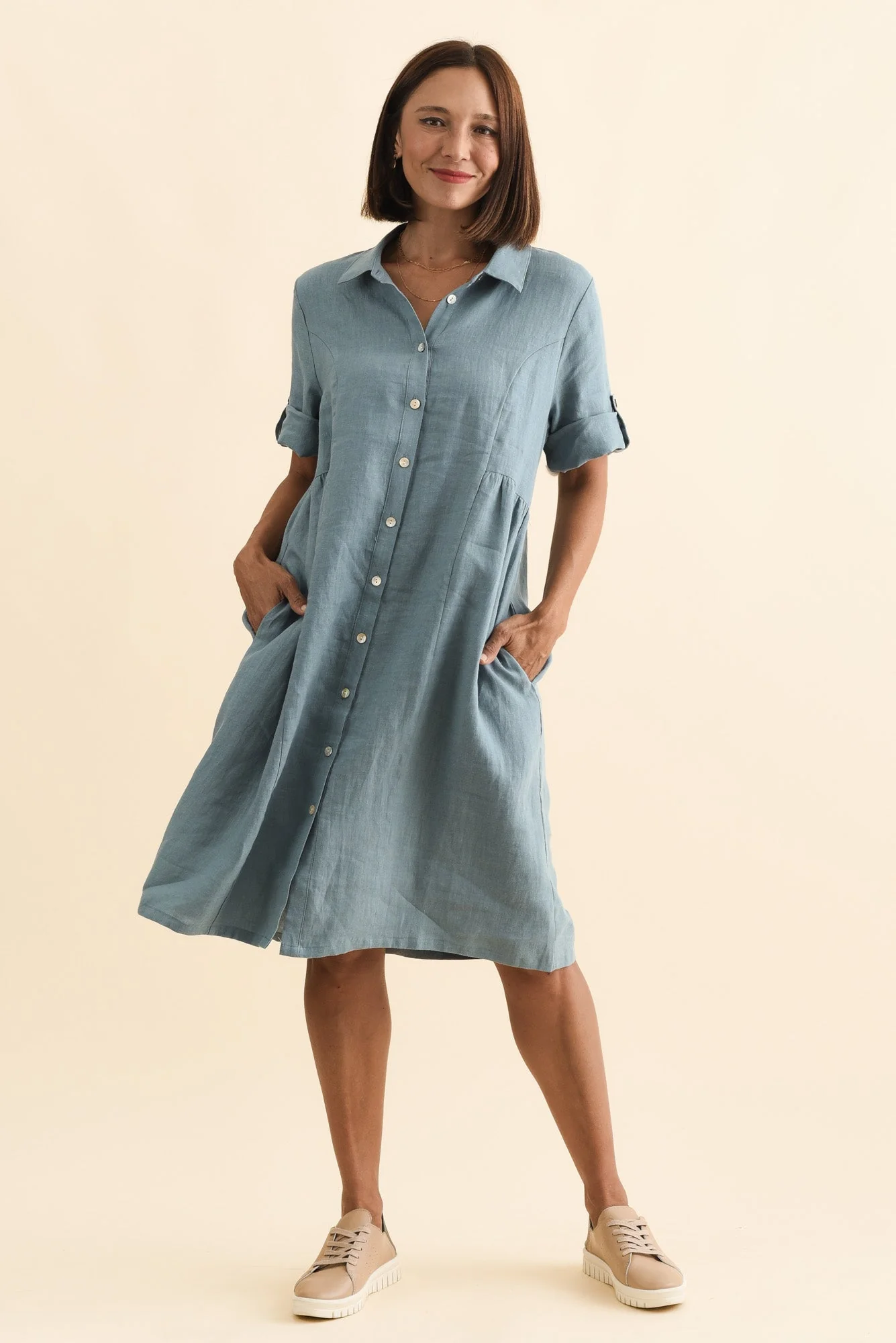 Katy Steel Linen Pocket Dress - Image 6