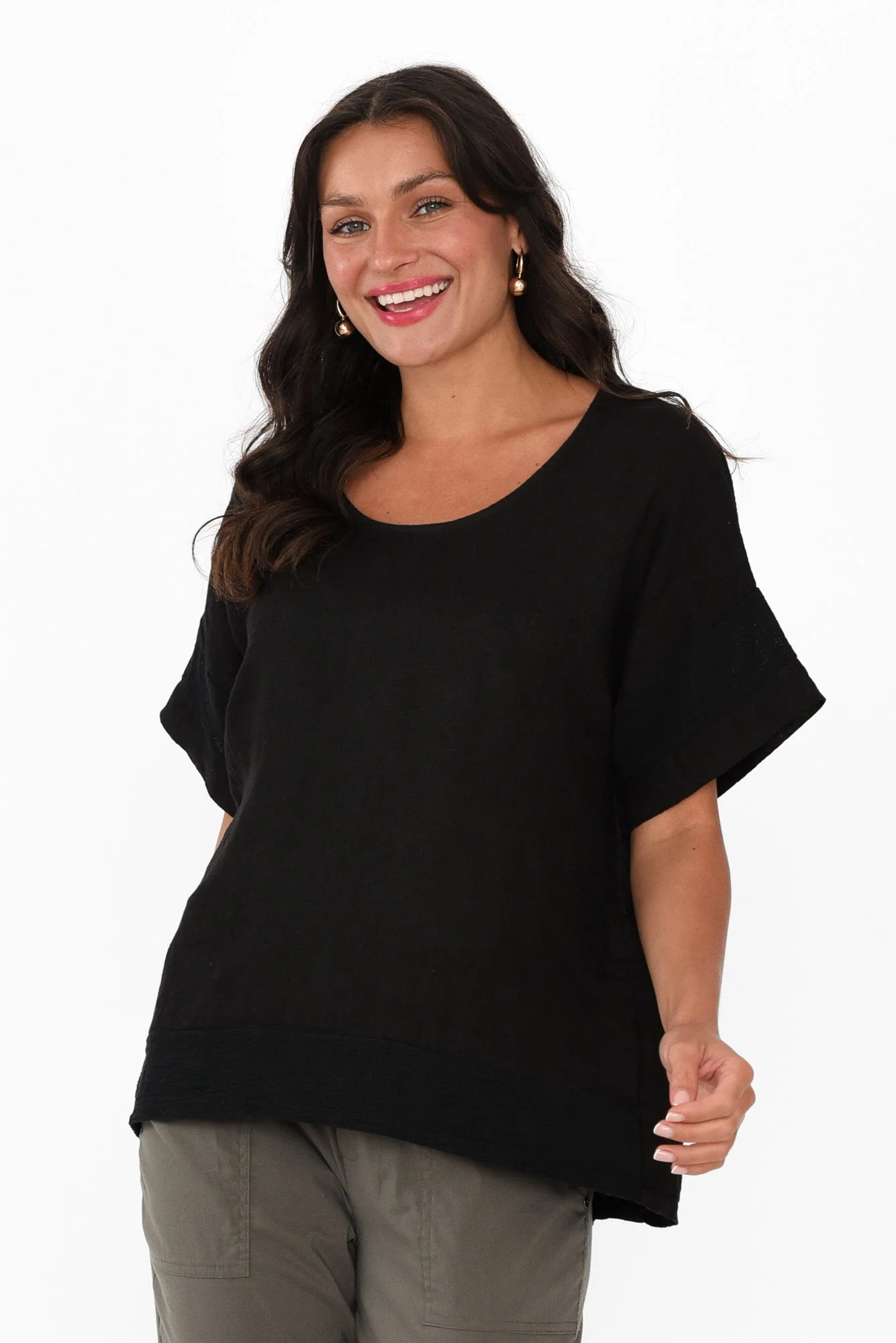 Kaya Black Linen Top