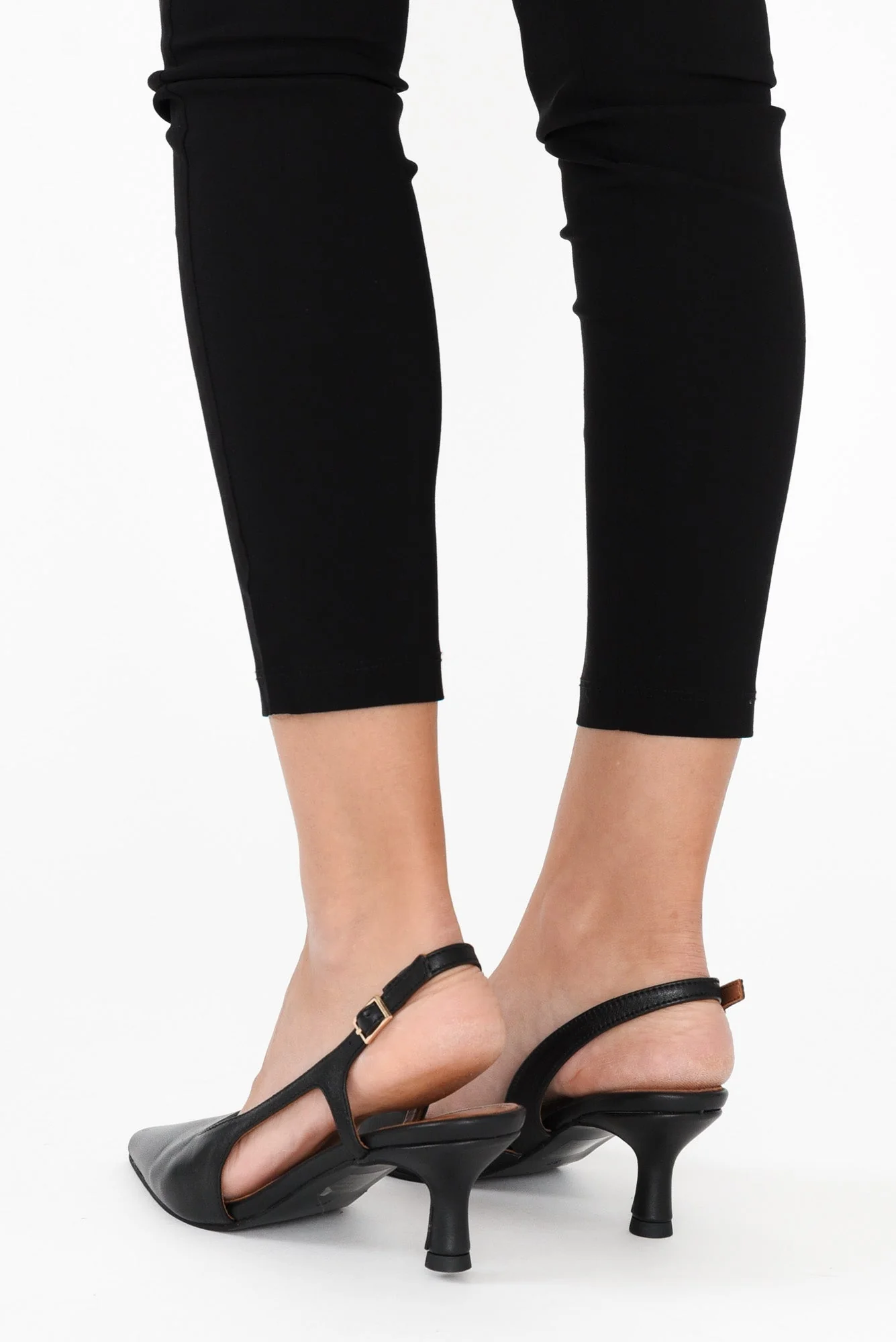 Kaylee Black Leather Slingback Heel - Image 6