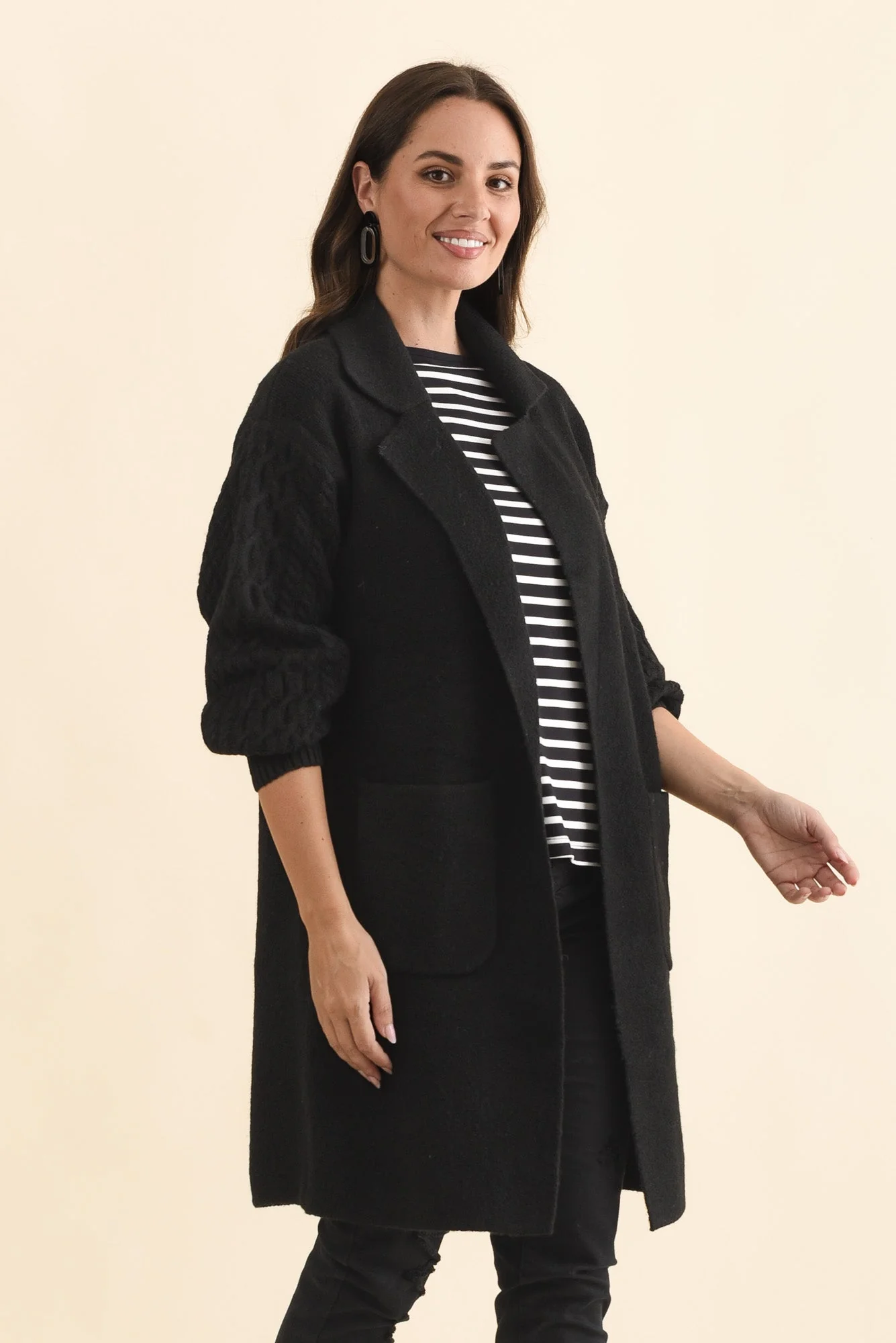 Kayleigh Black Knit Coatigan - Image 3