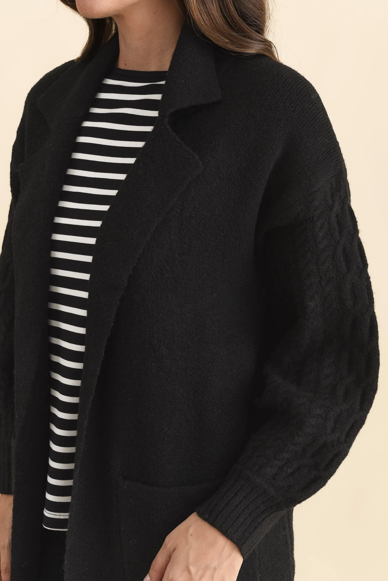 Kayleigh Black Knit Coatigan - Image 5