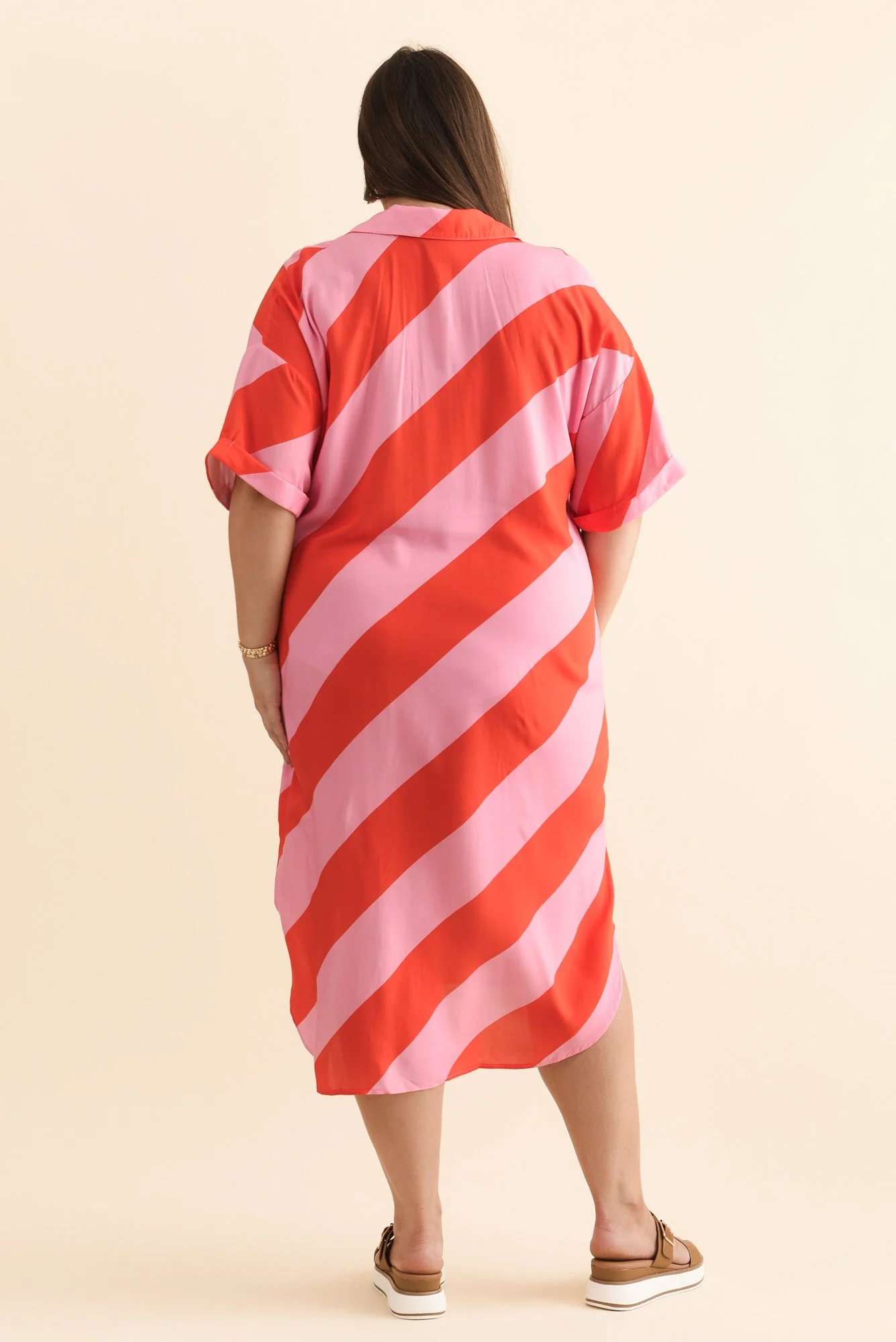 Kazi Pink Stripe Shirt Dress - Image 11