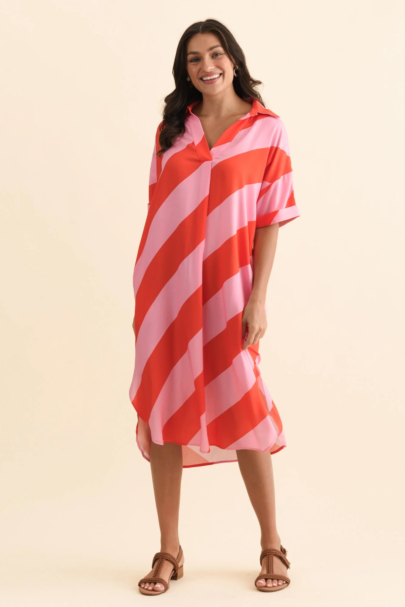 Kazi Pink Stripe Shirt Dress - Image 2