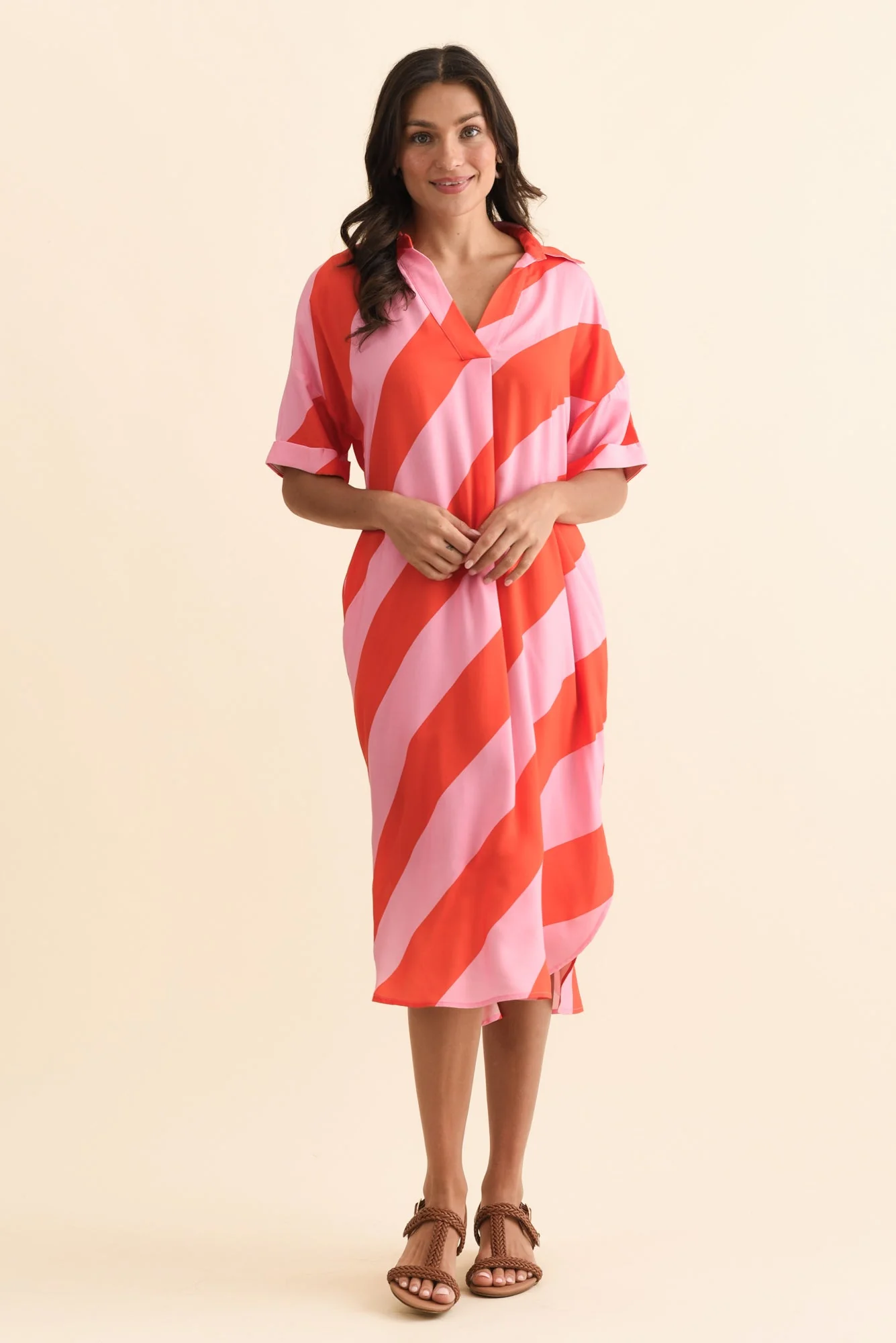 Kazi Pink Stripe Shirt Dress - Image 7