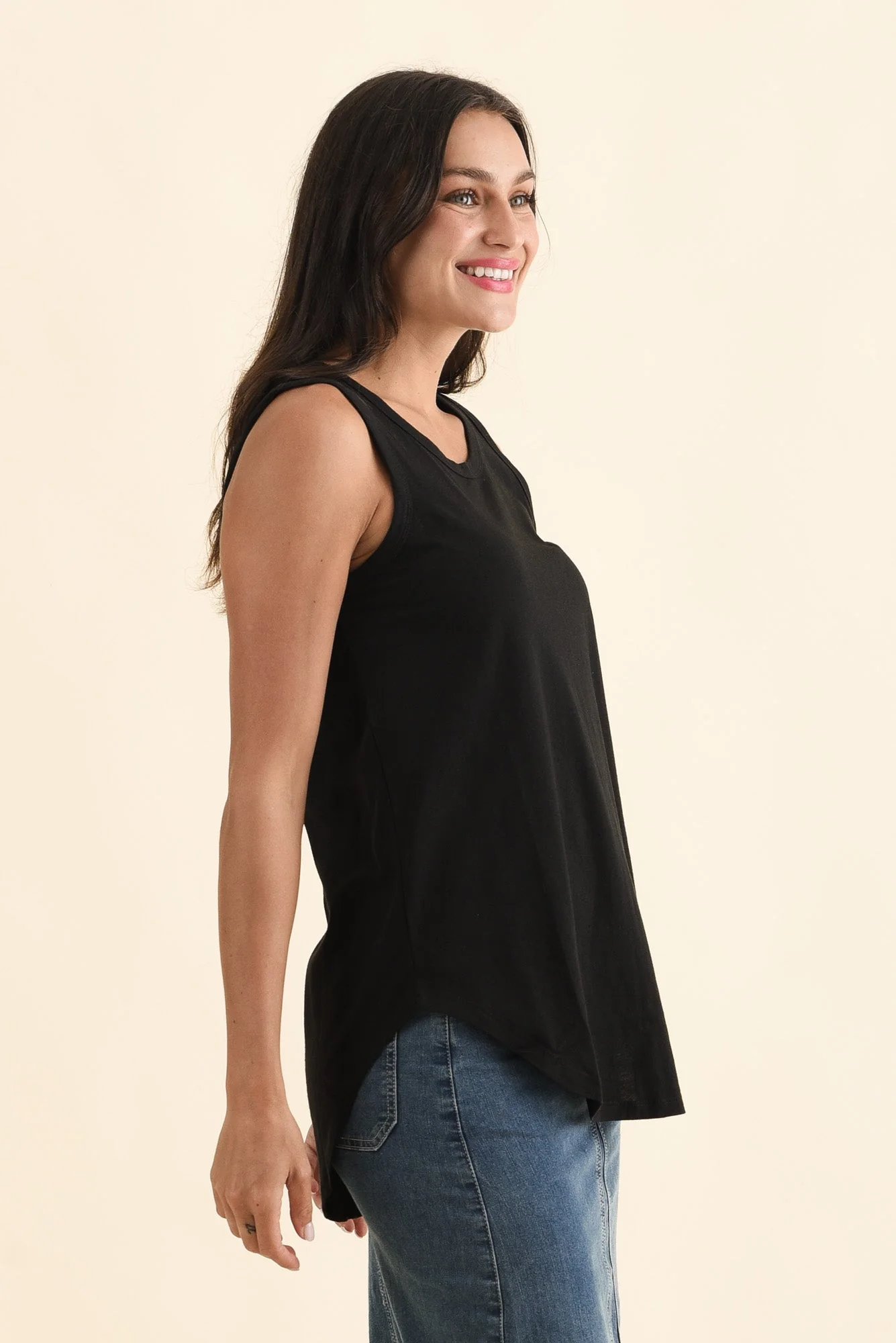 Keira Black Cotton Tank - Image 3