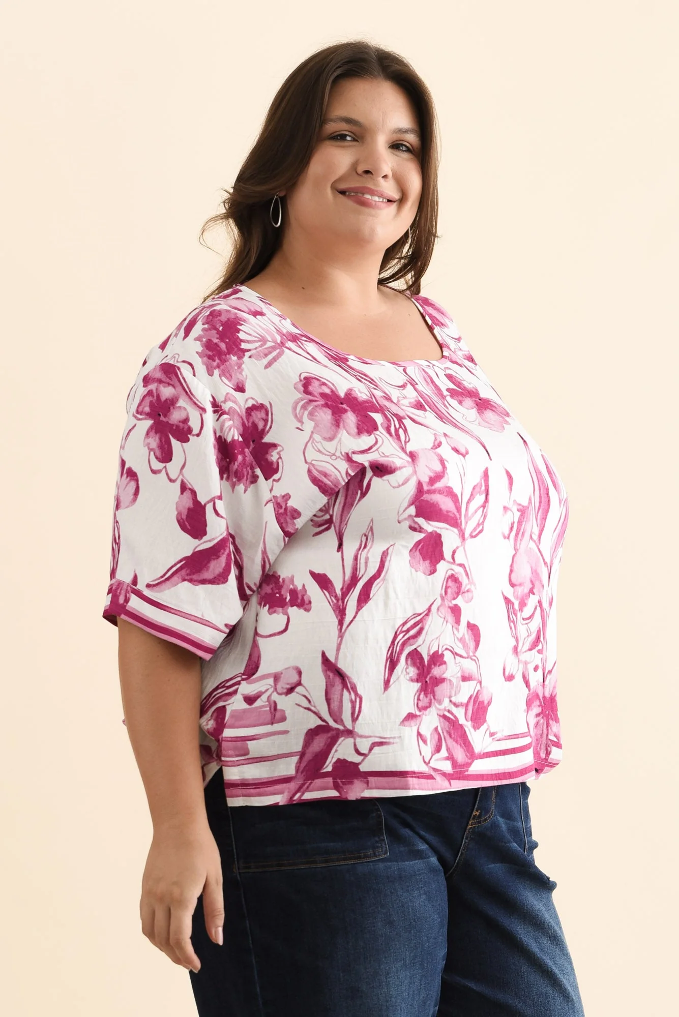 Kendria Pink Floral Batwing Top - Image 9