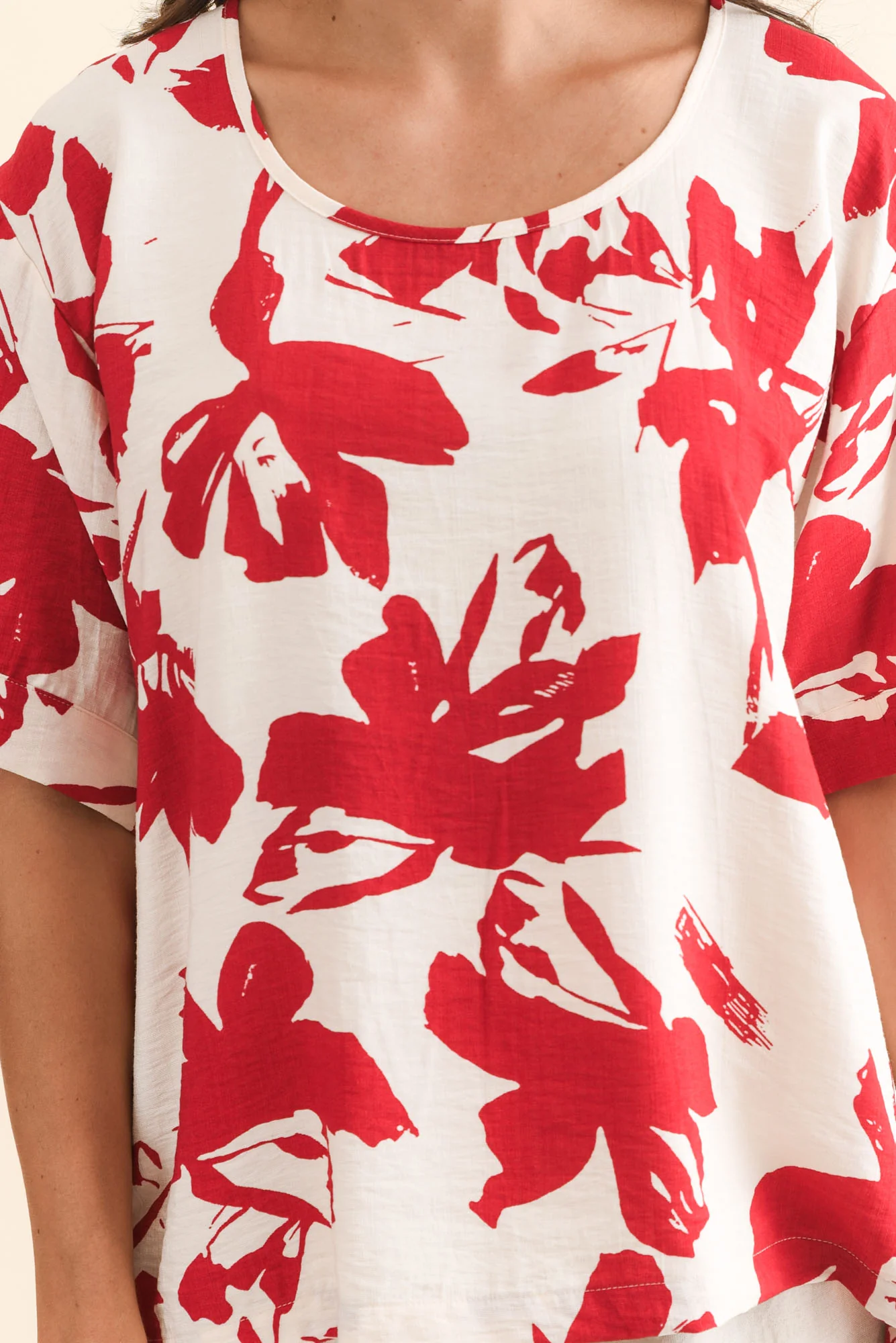 Kendria Red Brush Stroke Batwing Top - Image 5