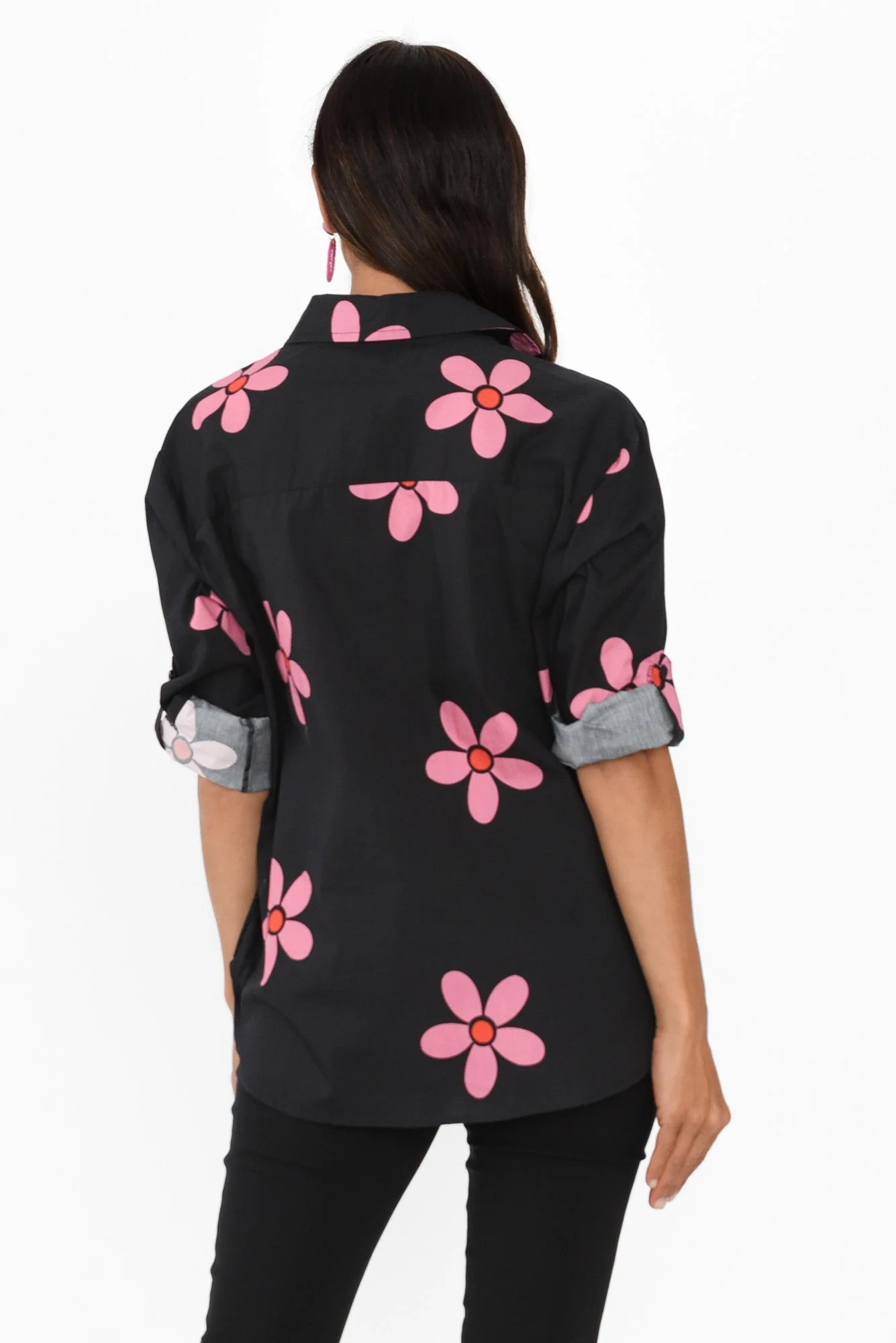 Kenisha Black Flower Cotton Shirt - Image 4