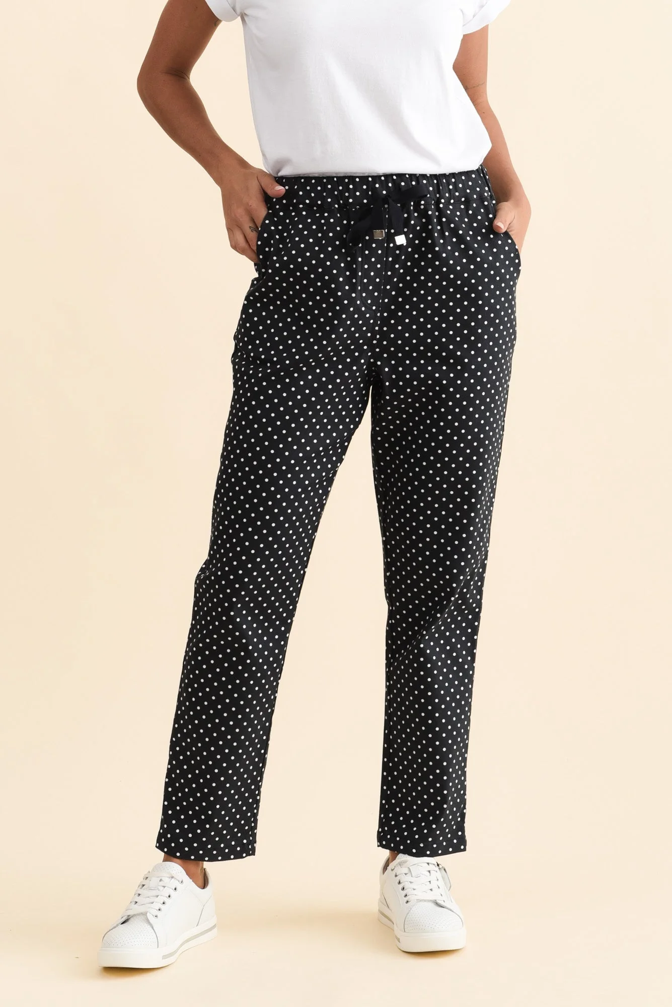 Kenzie Navy Spot Drawstring Pants