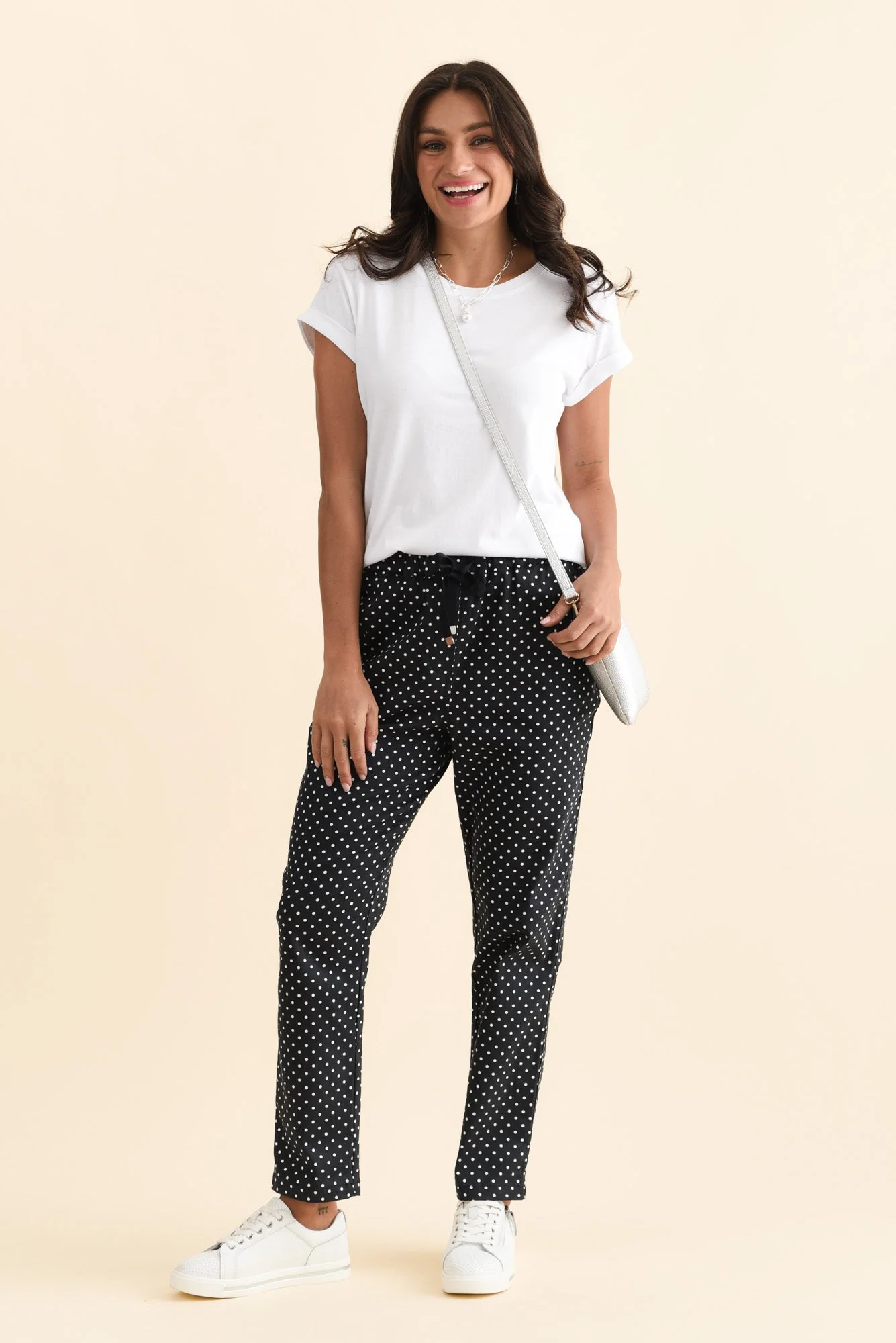 Kenzie Navy Spot Drawstring Pants - Image 2