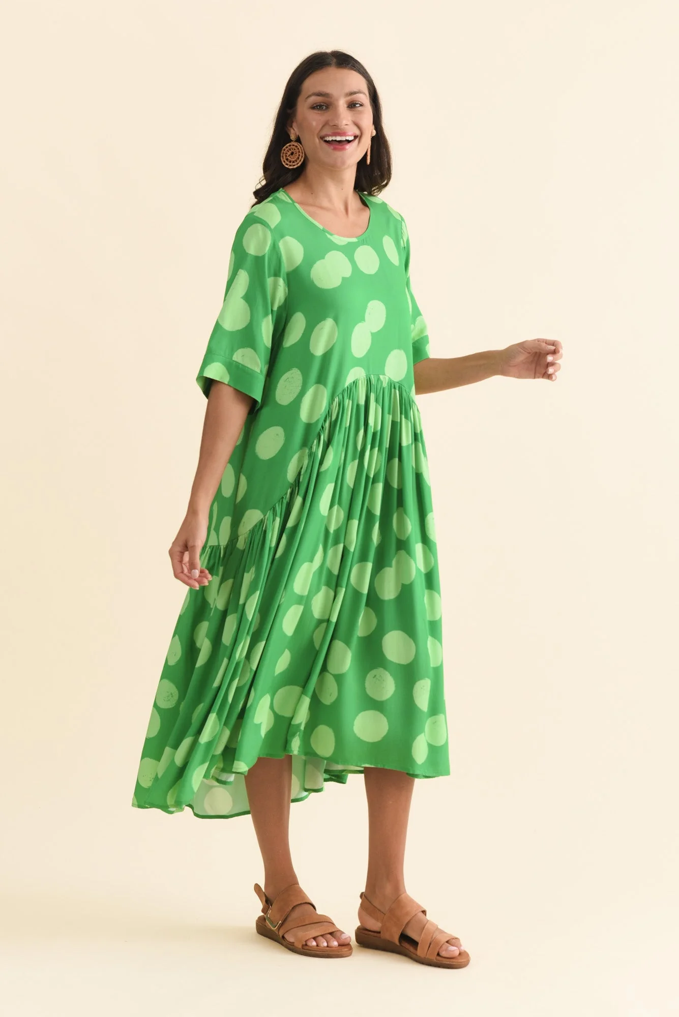 Kiana Green Spot Peak Dress - Image 3