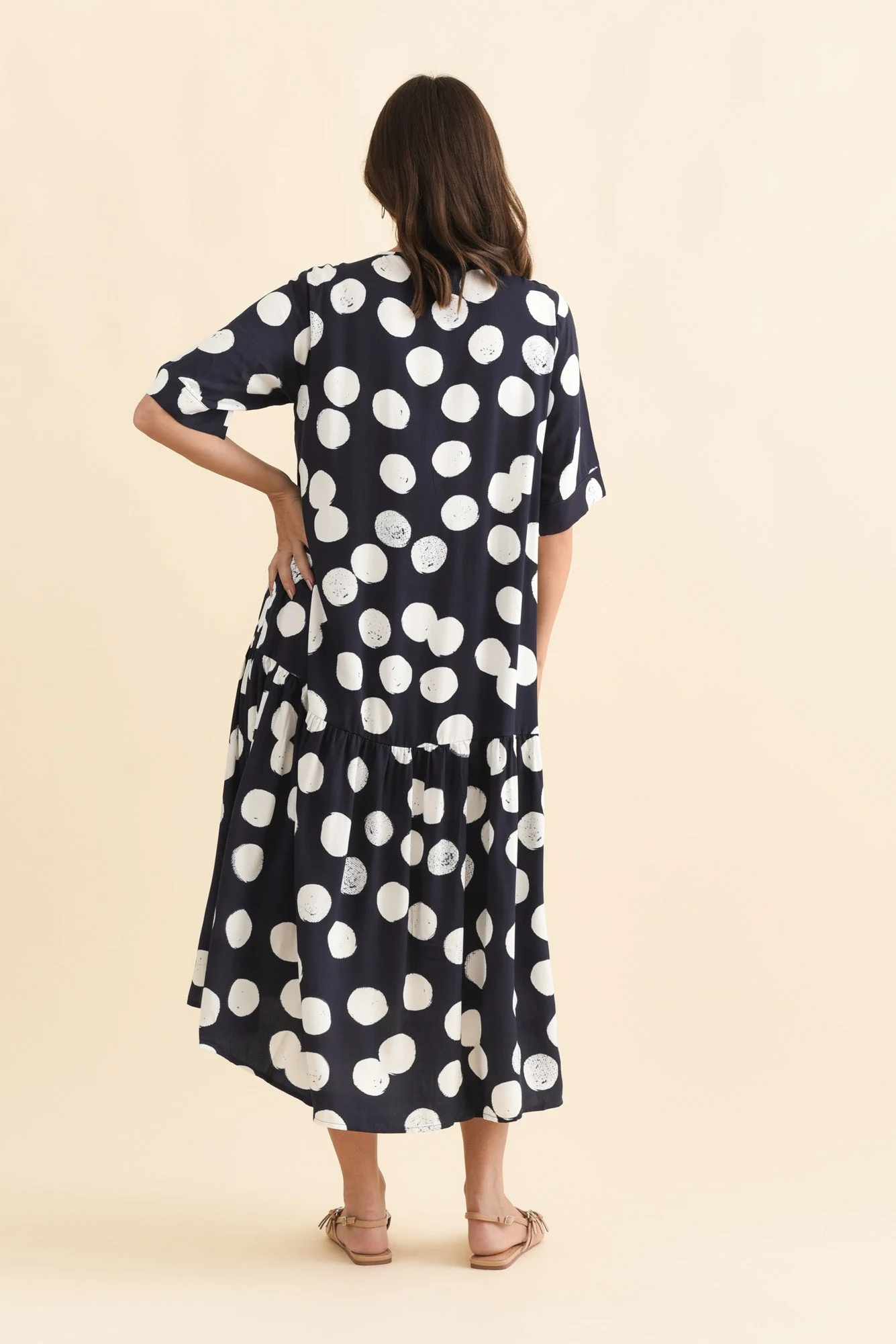 Kiana Navy Spot Peak Dress - Image 5