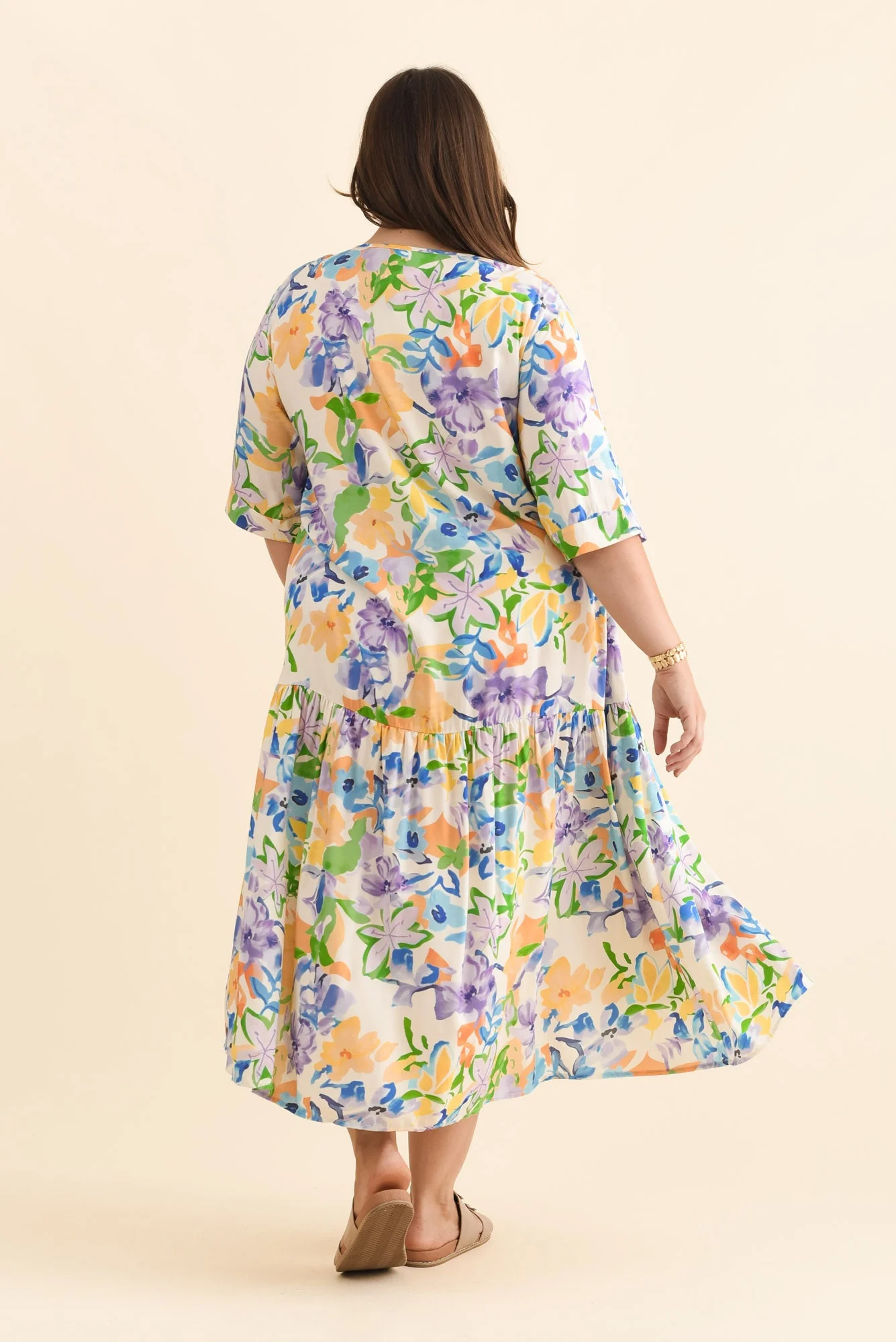 Kiana Purple Floral Peak Dress - Image 11
