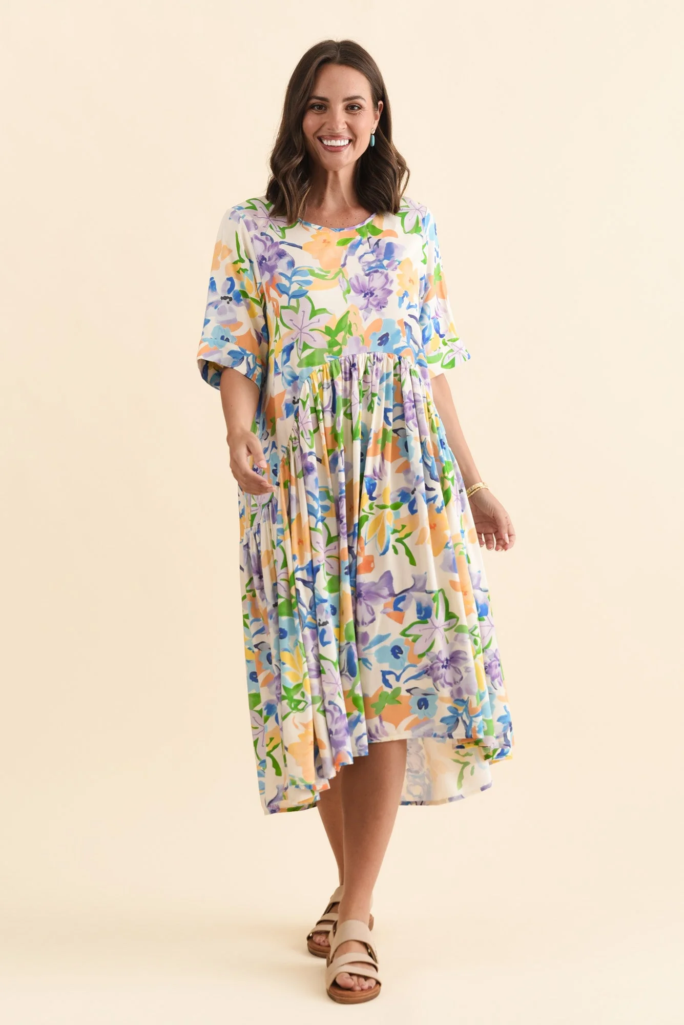 Kiana Purple Floral Peak Dress - Image 2