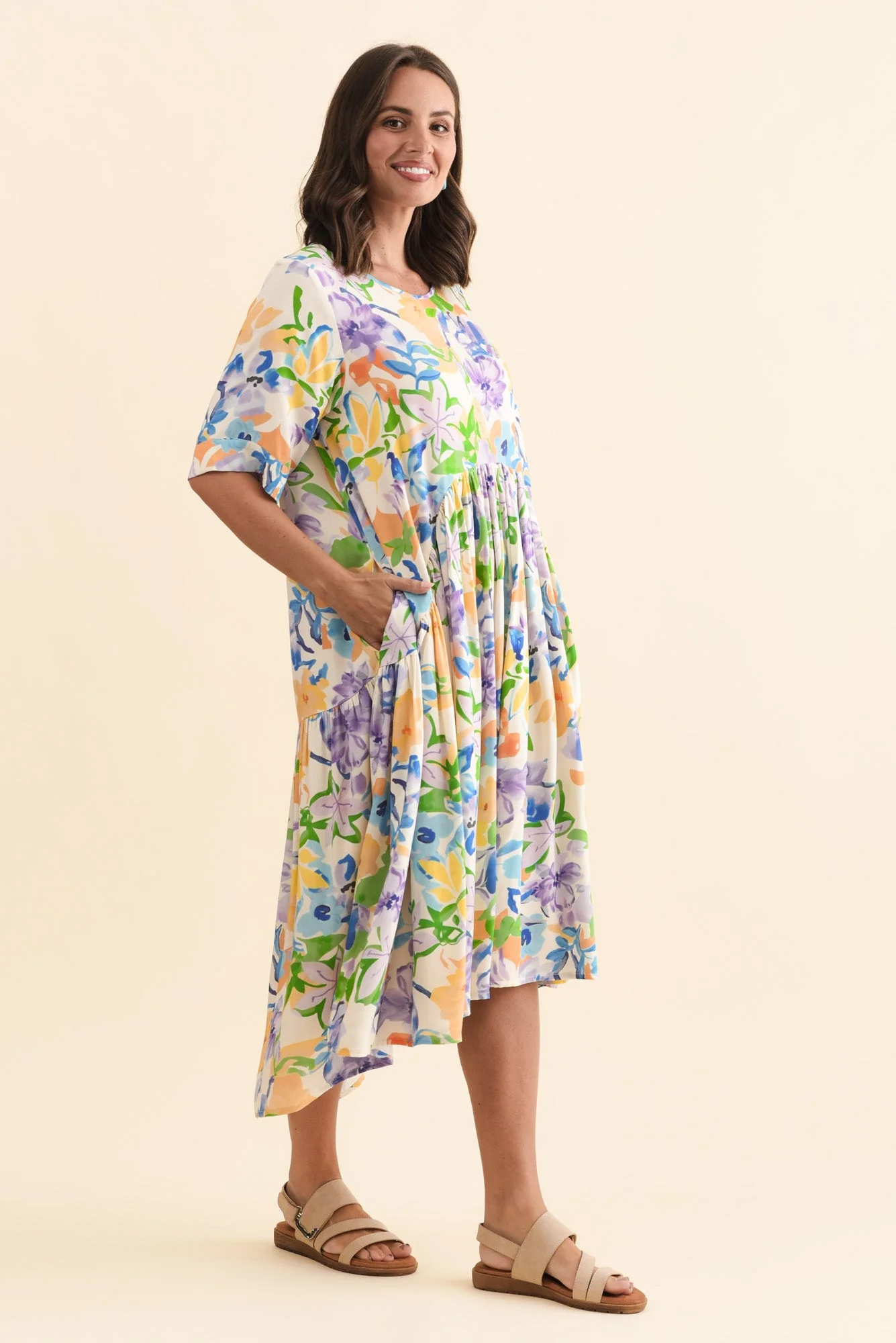Kiana Purple Floral Peak Dress - Image 4
