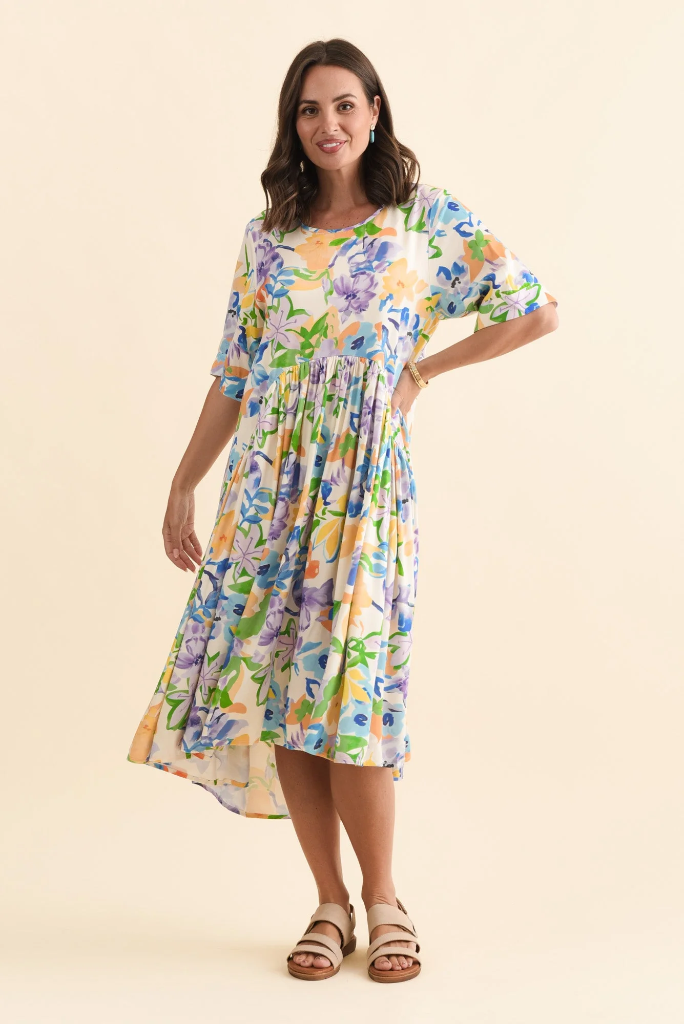 Kiana Purple Floral Peak Dress - Image 7