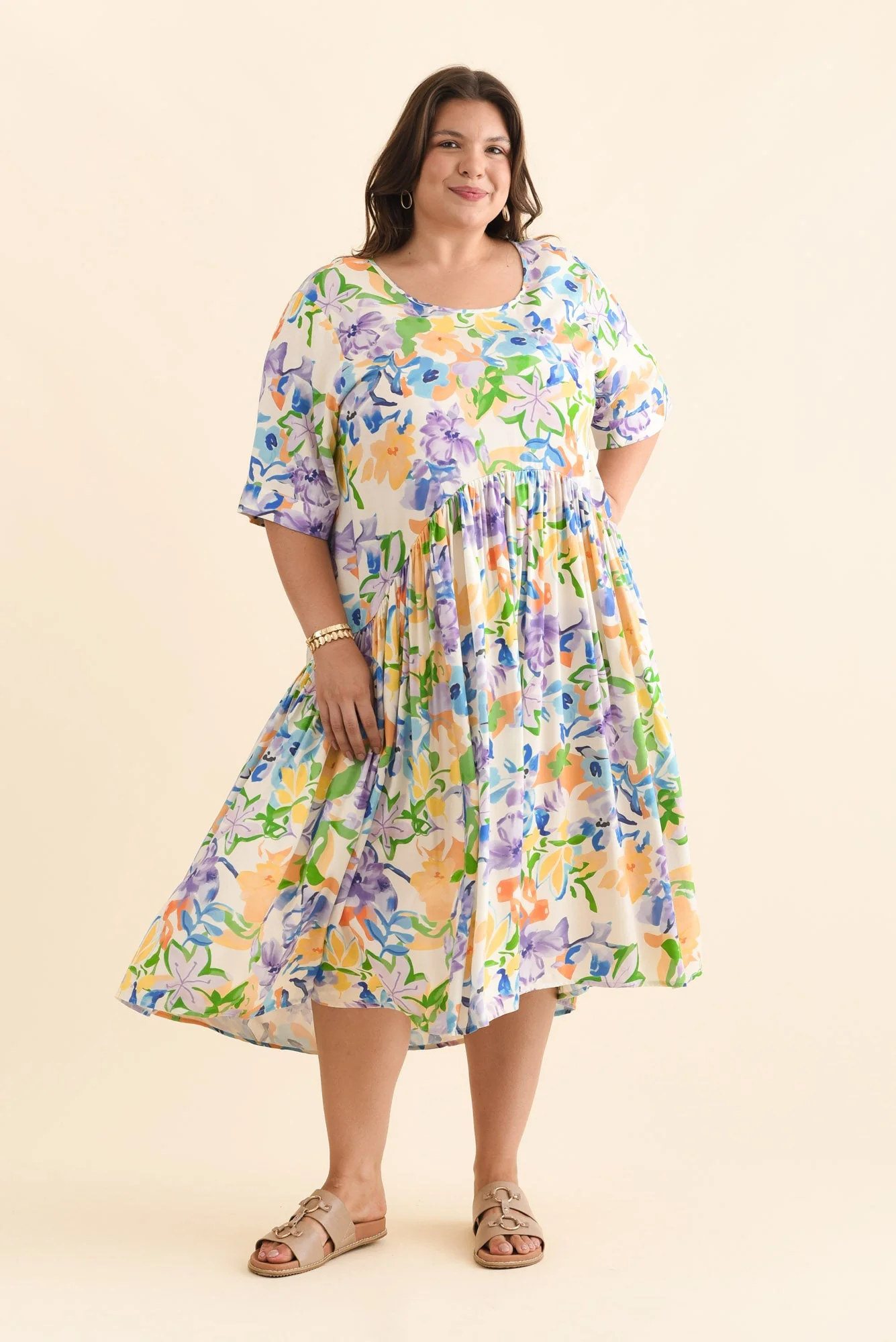 Kiana Purple Floral Peak Dress - Image 8