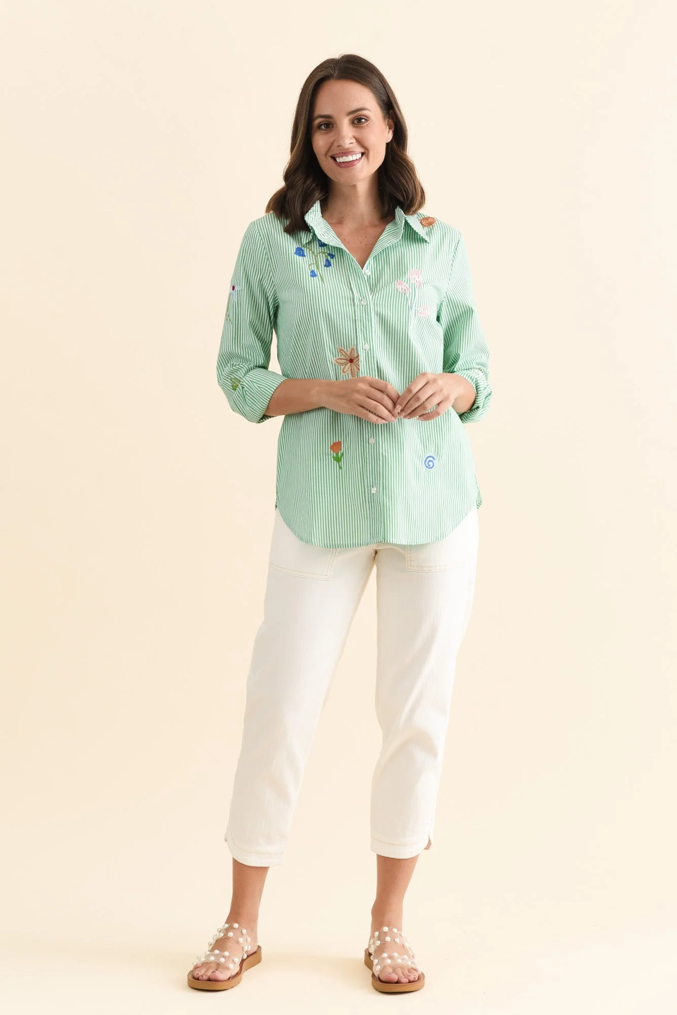 Kimmie Green Stripe Cotton Shirt - Image 6
