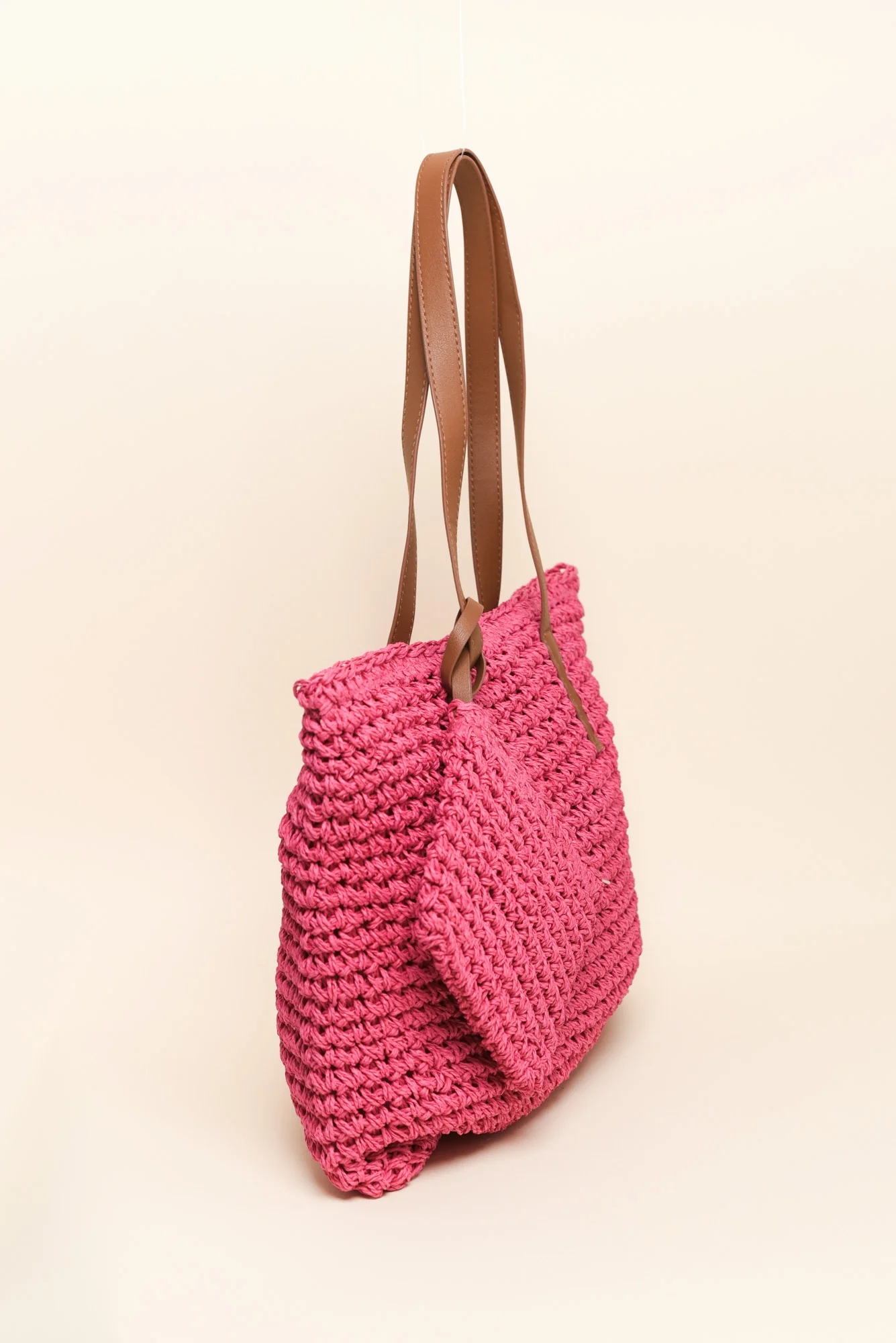 Kirby Pink Straw Tote Bag - Image 2