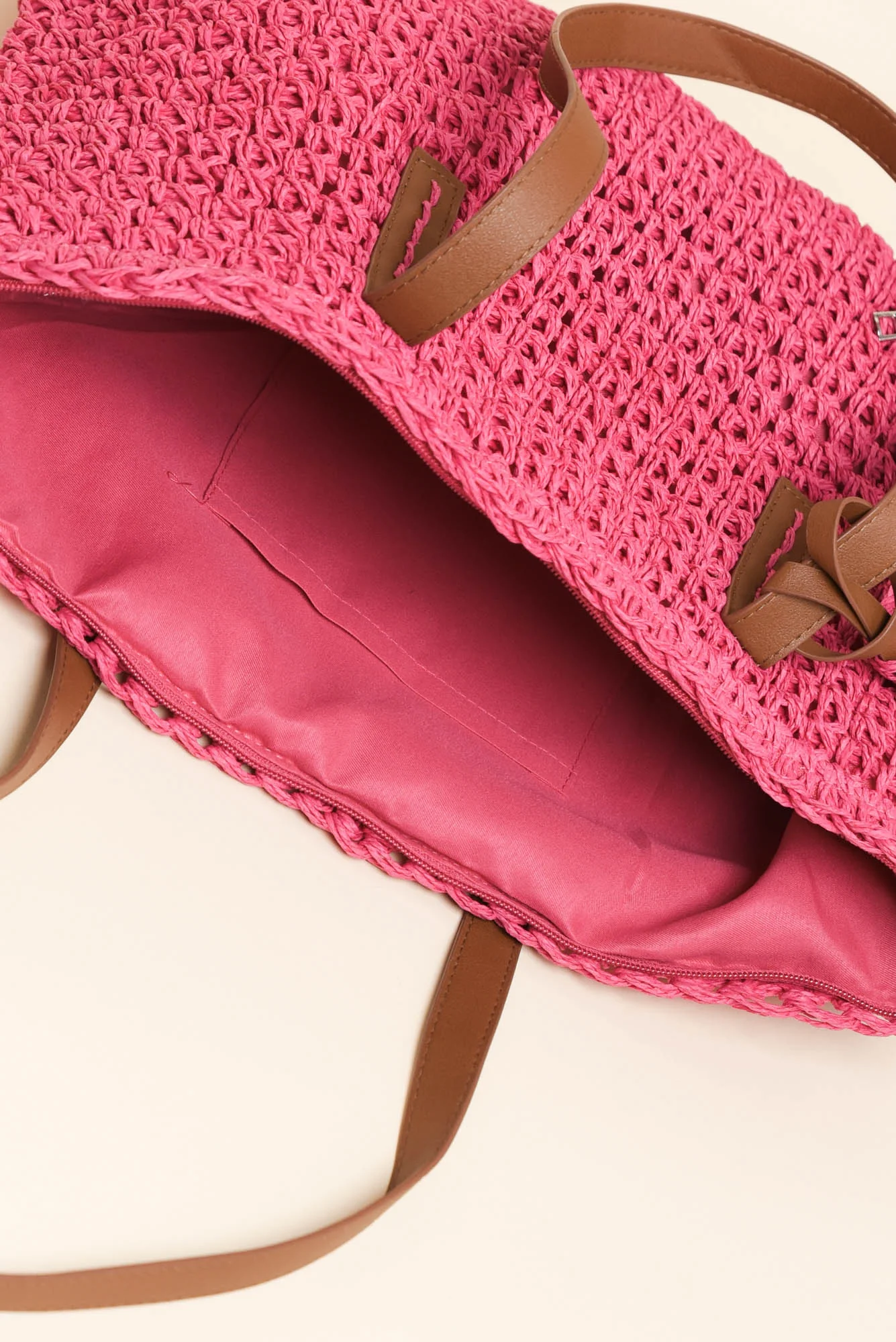 Kirby Pink Straw Tote Bag - Image 3