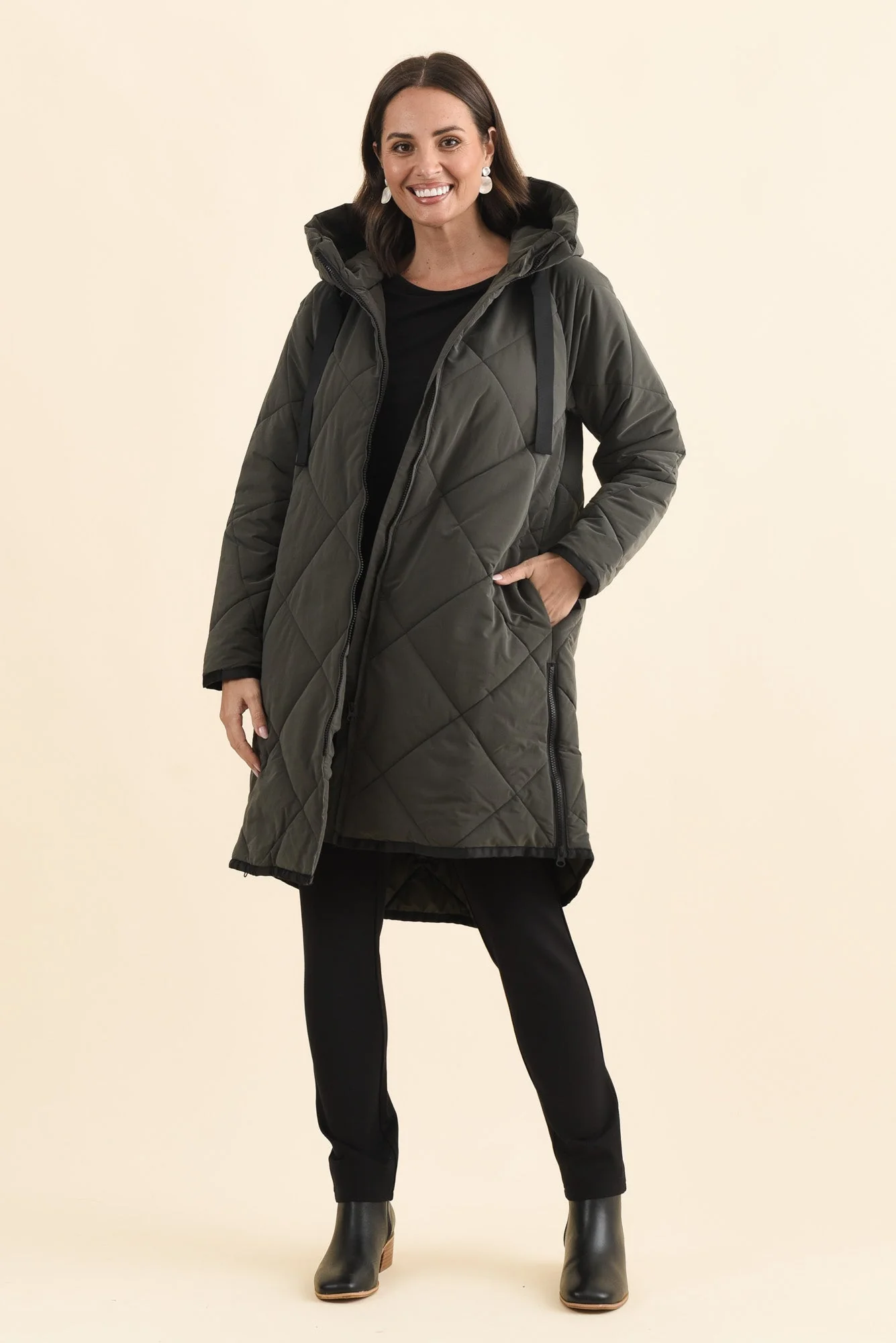 Koami Charcoal Quilted Hooded Coat - Image 2