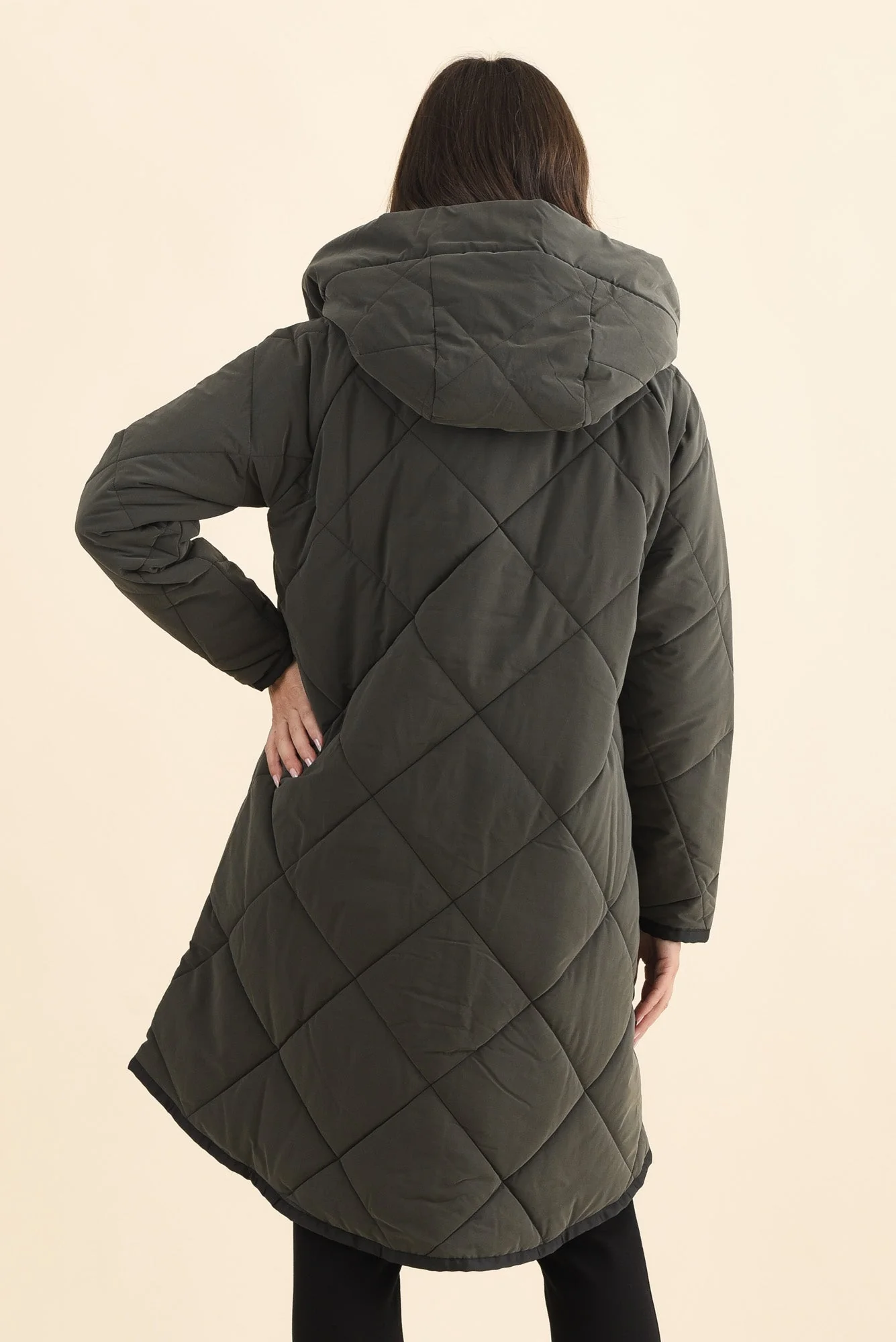 Koami Charcoal Quilted Hooded Coat - Image 4
